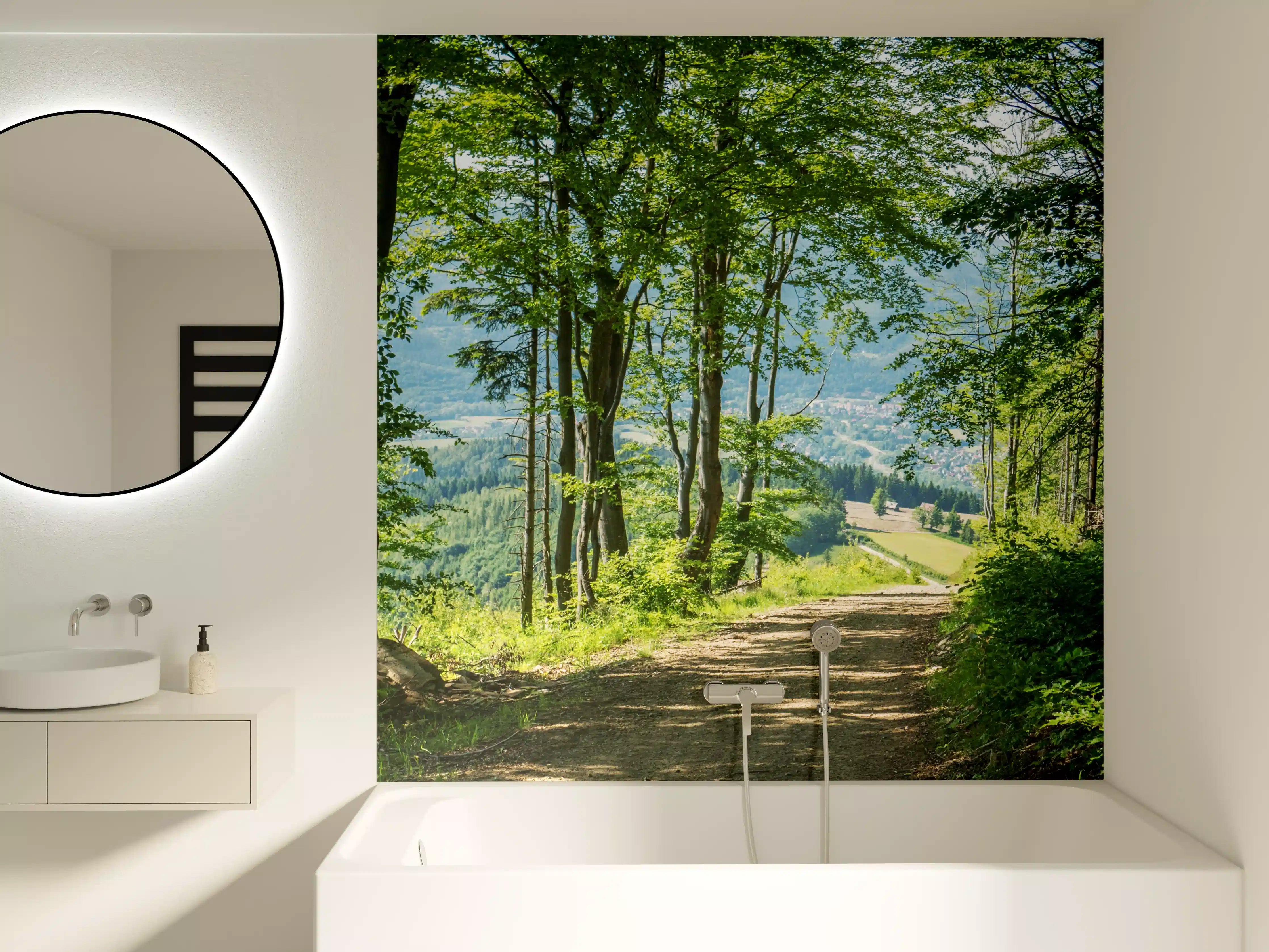 Badewannen-Rückwand - Waldweg Beskiden Polen