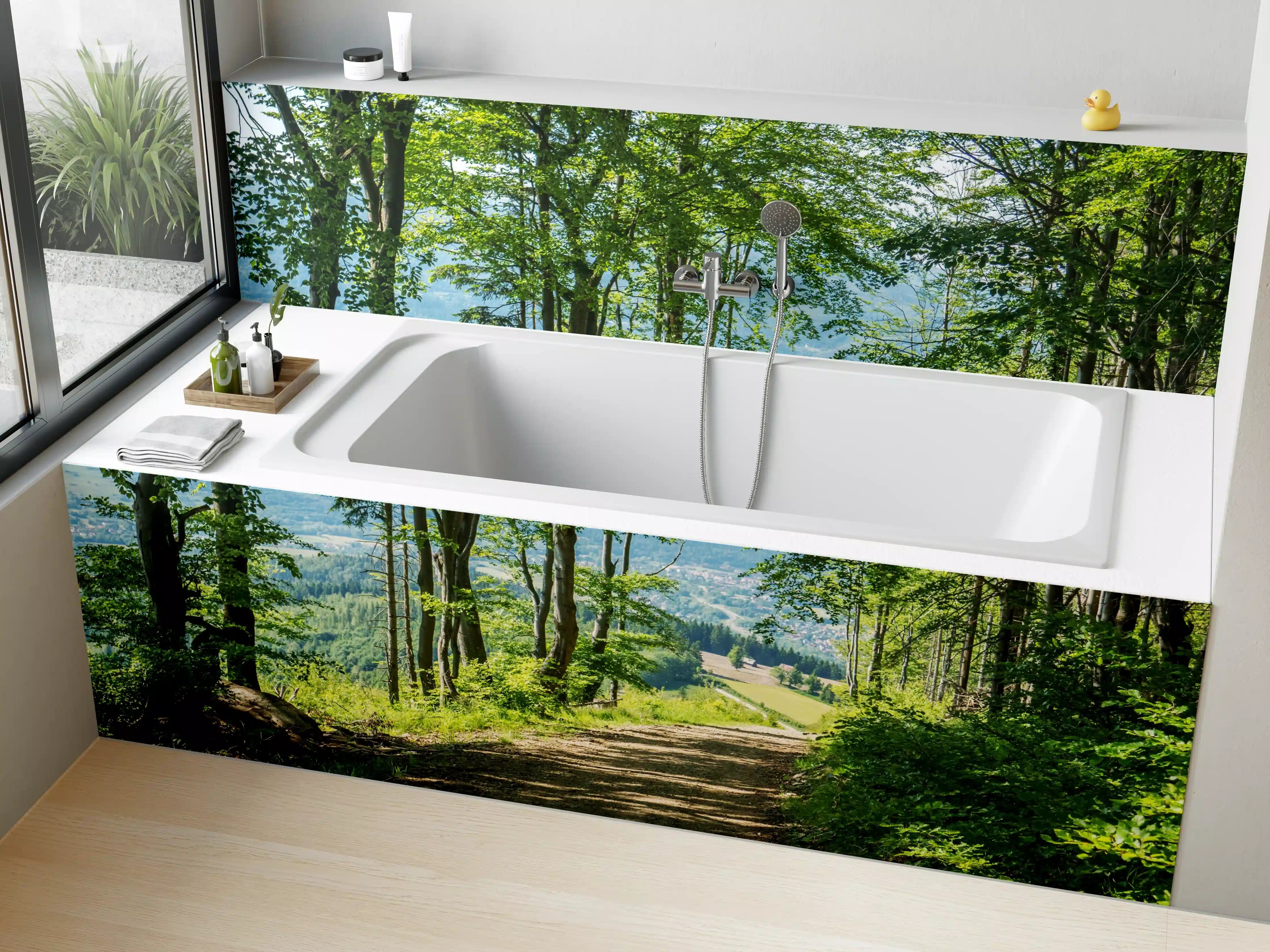 Badewannen-Rückwand - Waldweg Beskiden Polen