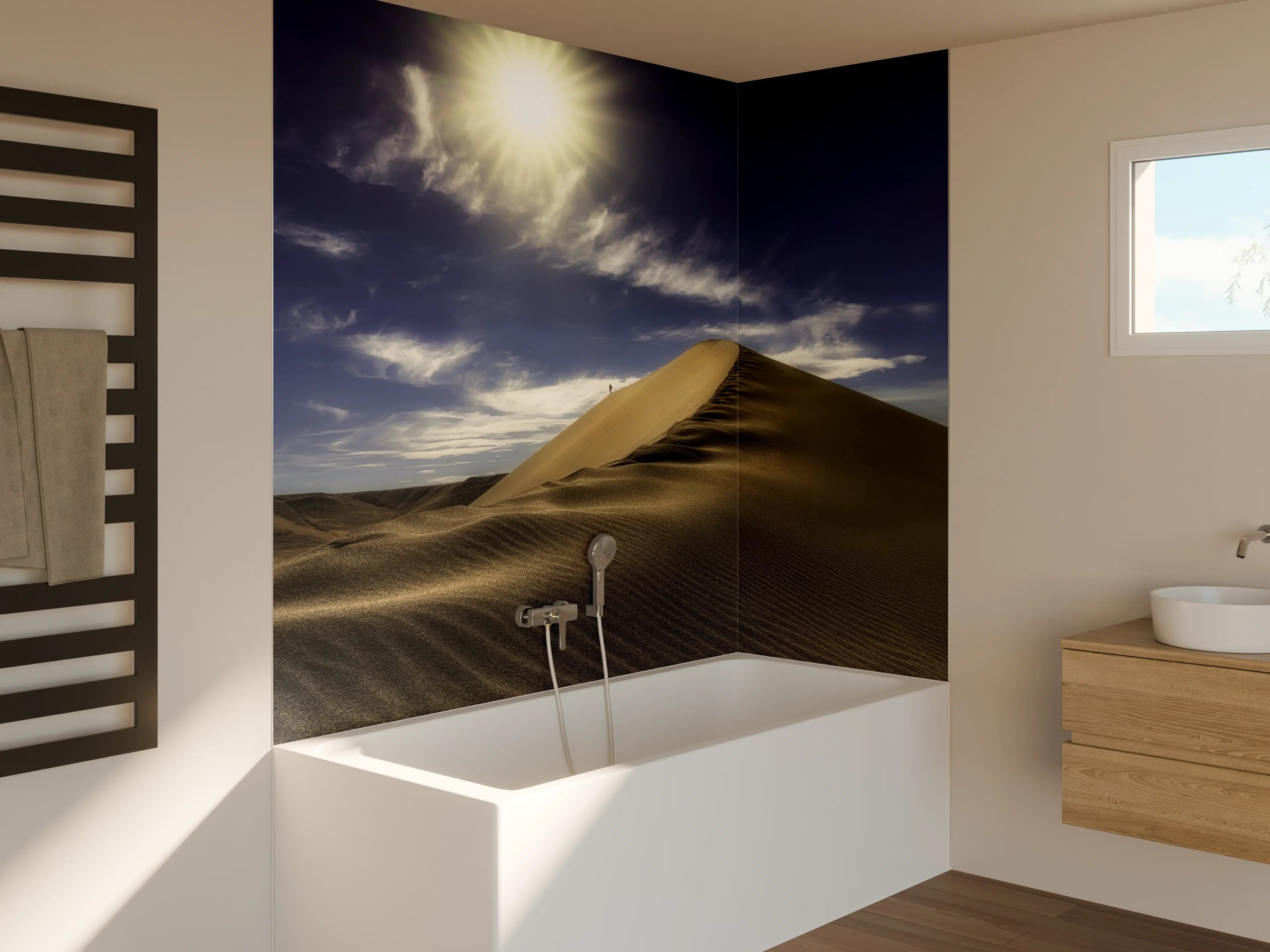 Badewannen-Rückwand - Wanderer in der Wüste