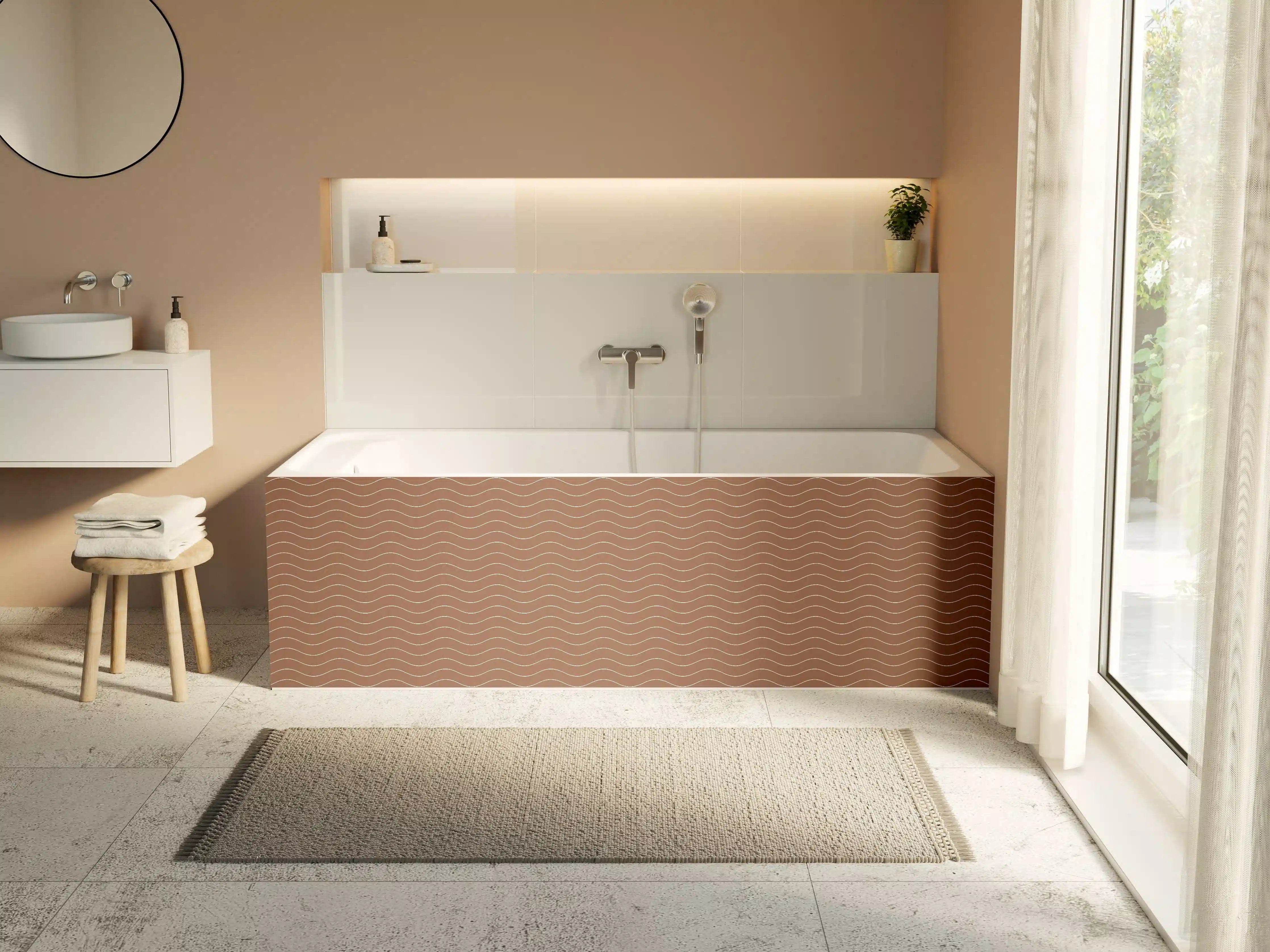 Badewannen-Rückwand - Warme Brauntöne mit sanften Wellen