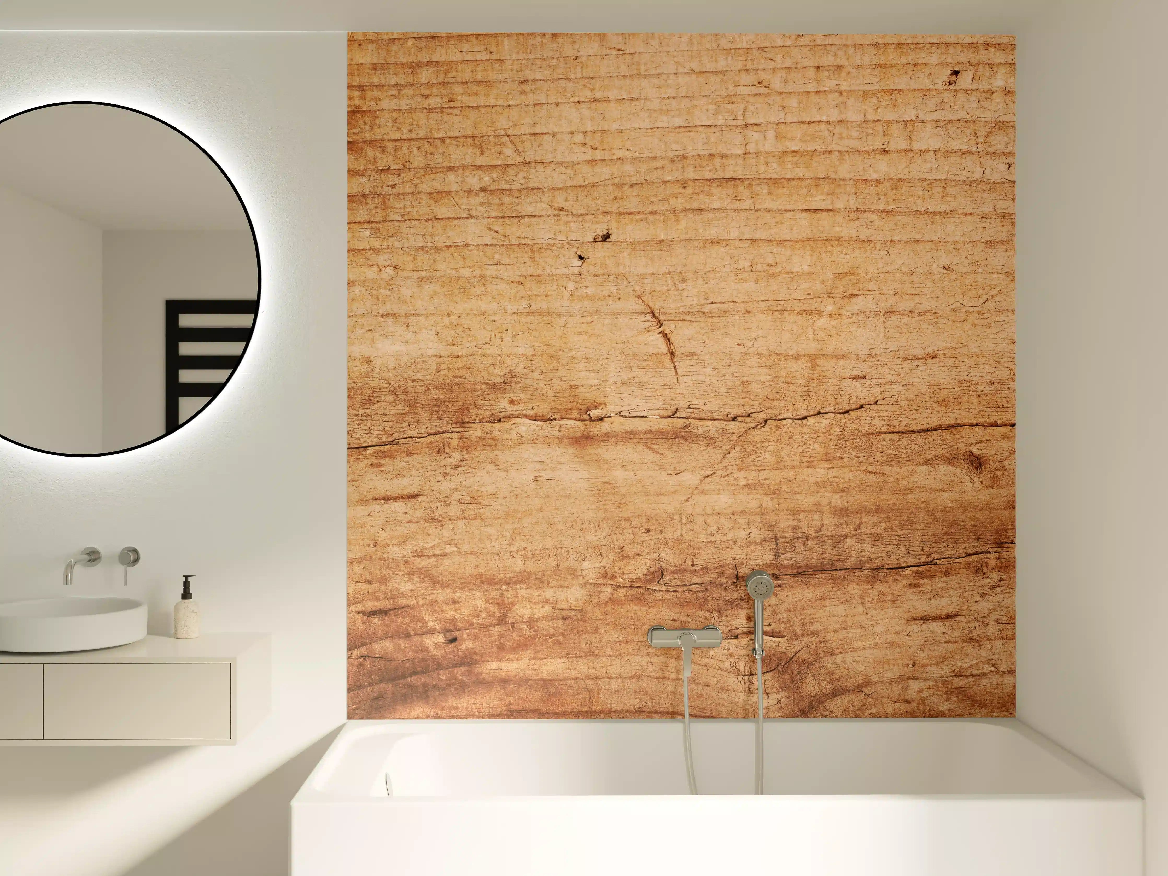 Badewannen-Rückwand - Warme Holznachbildung mit natürlicher Maserung