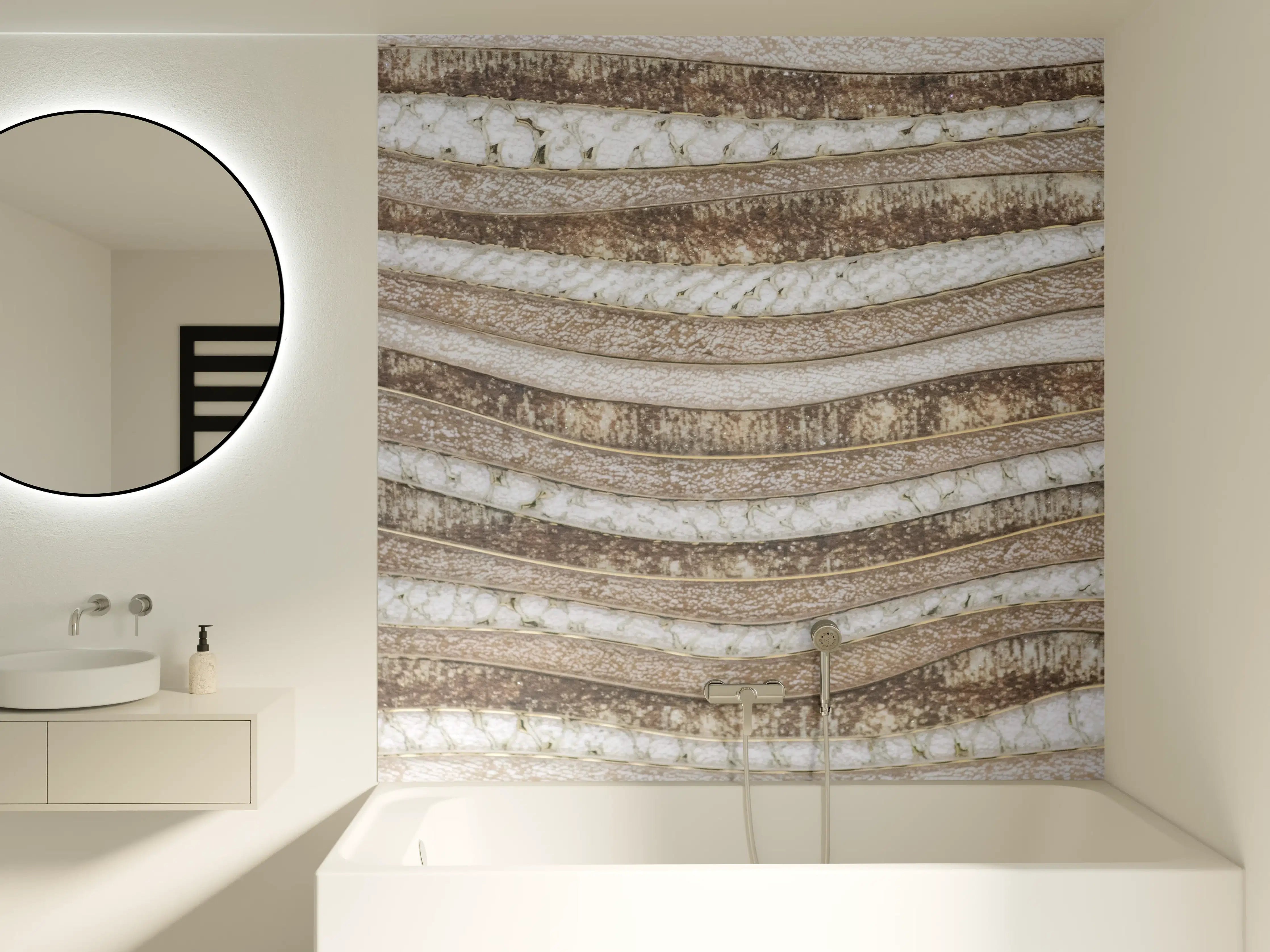 Badewannen-Rückwand - Warme Sandstein-Textur mit Nuancen