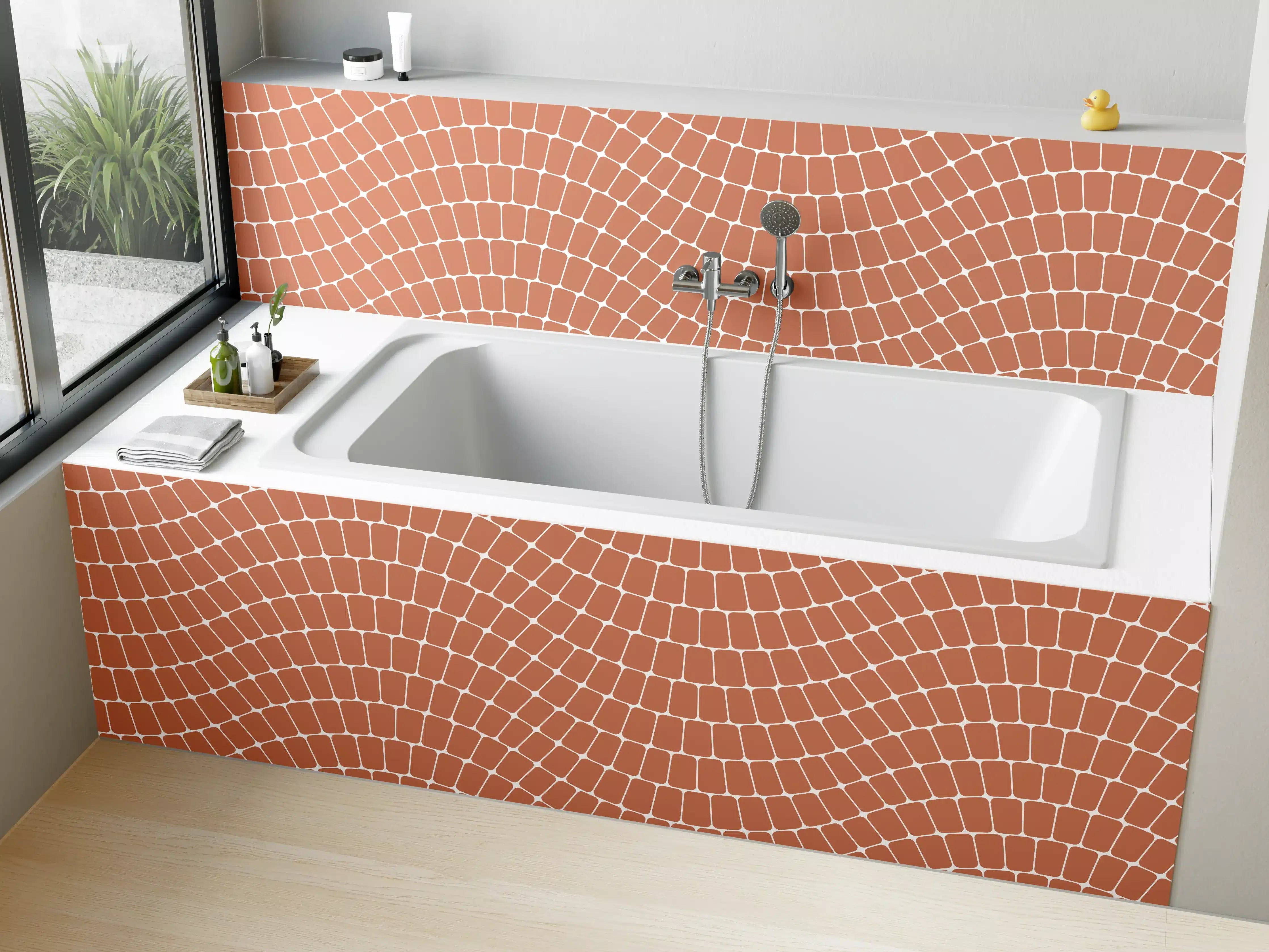 Badewannen-Rückwand - Warmer Terrakotta-Fliesenmuster