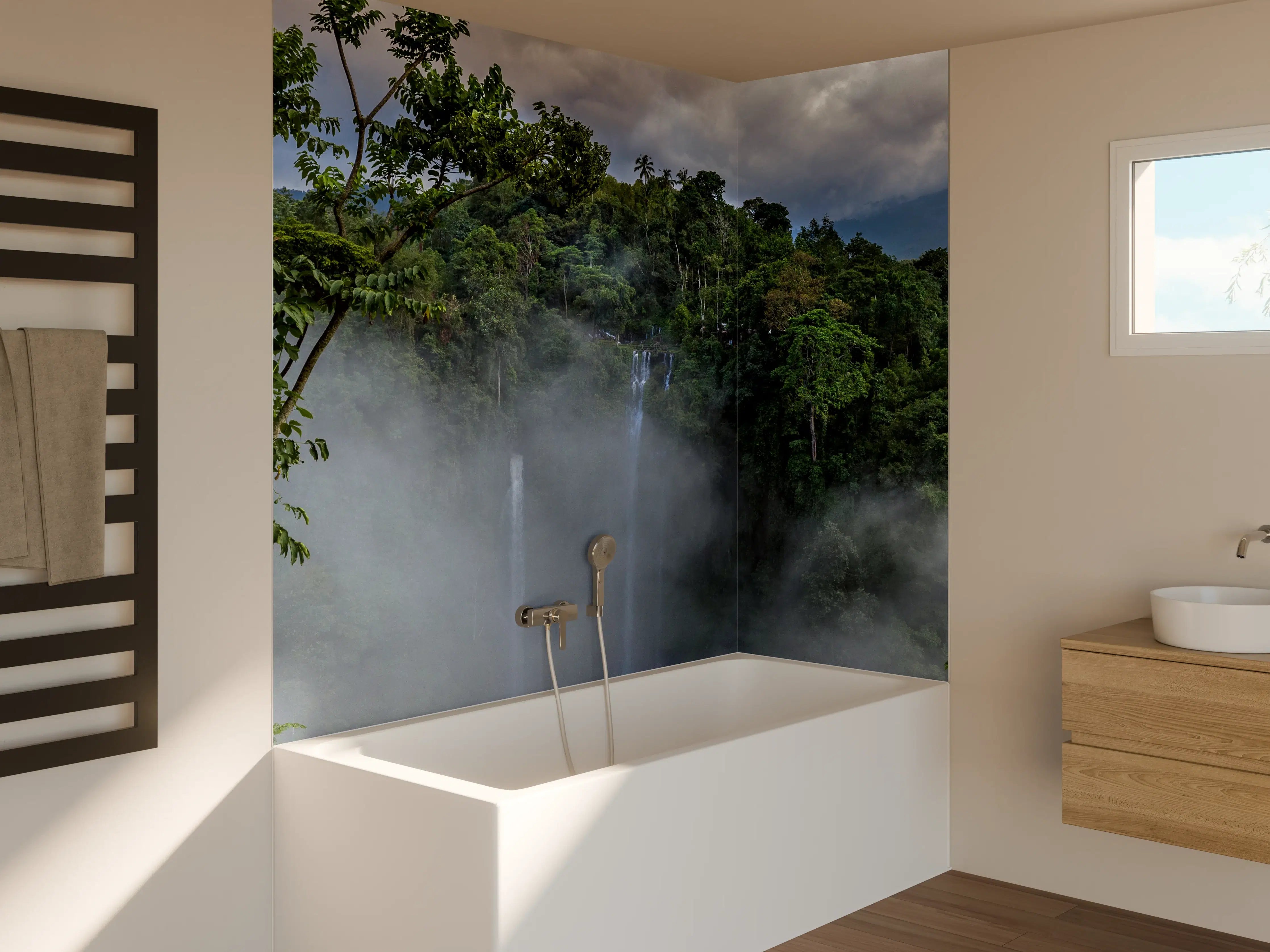 Badewannen-Rückwand - Wasserfälle im Regenwald