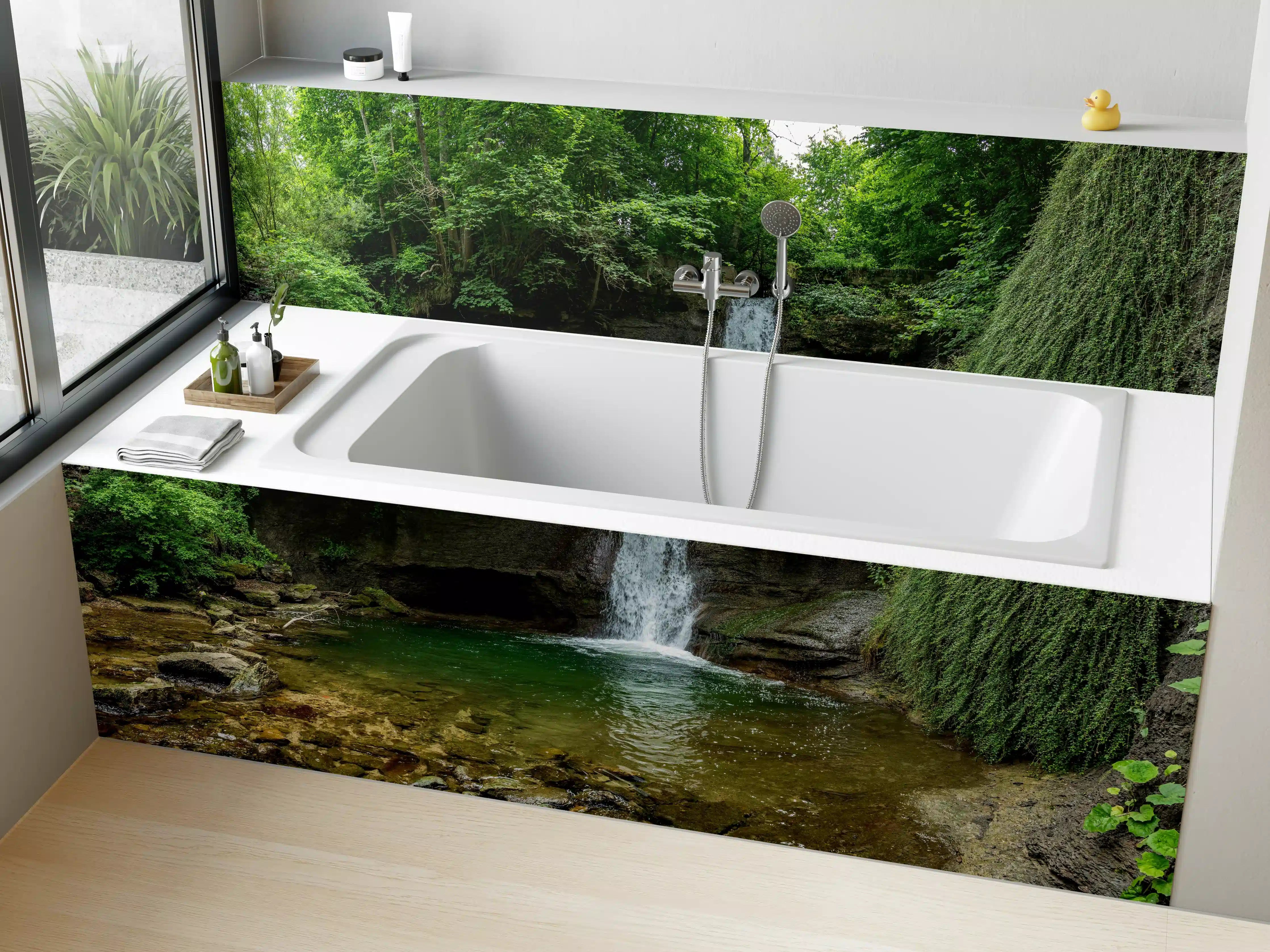 Badewannen-Rückwand - Wasserfall im Wald - Utopie