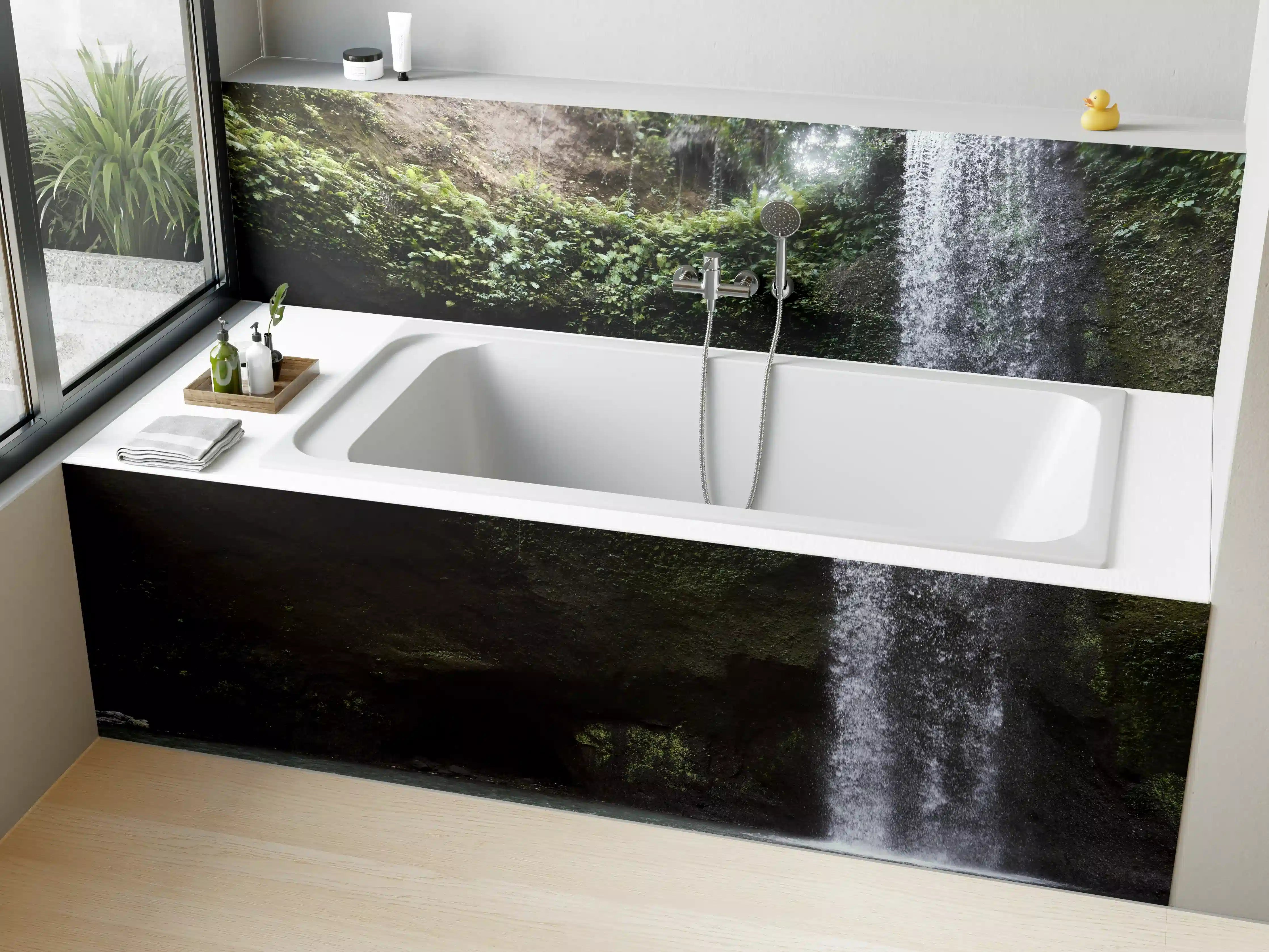 Badewannen-Rückwand - Wasserfall in Bali im Herbst