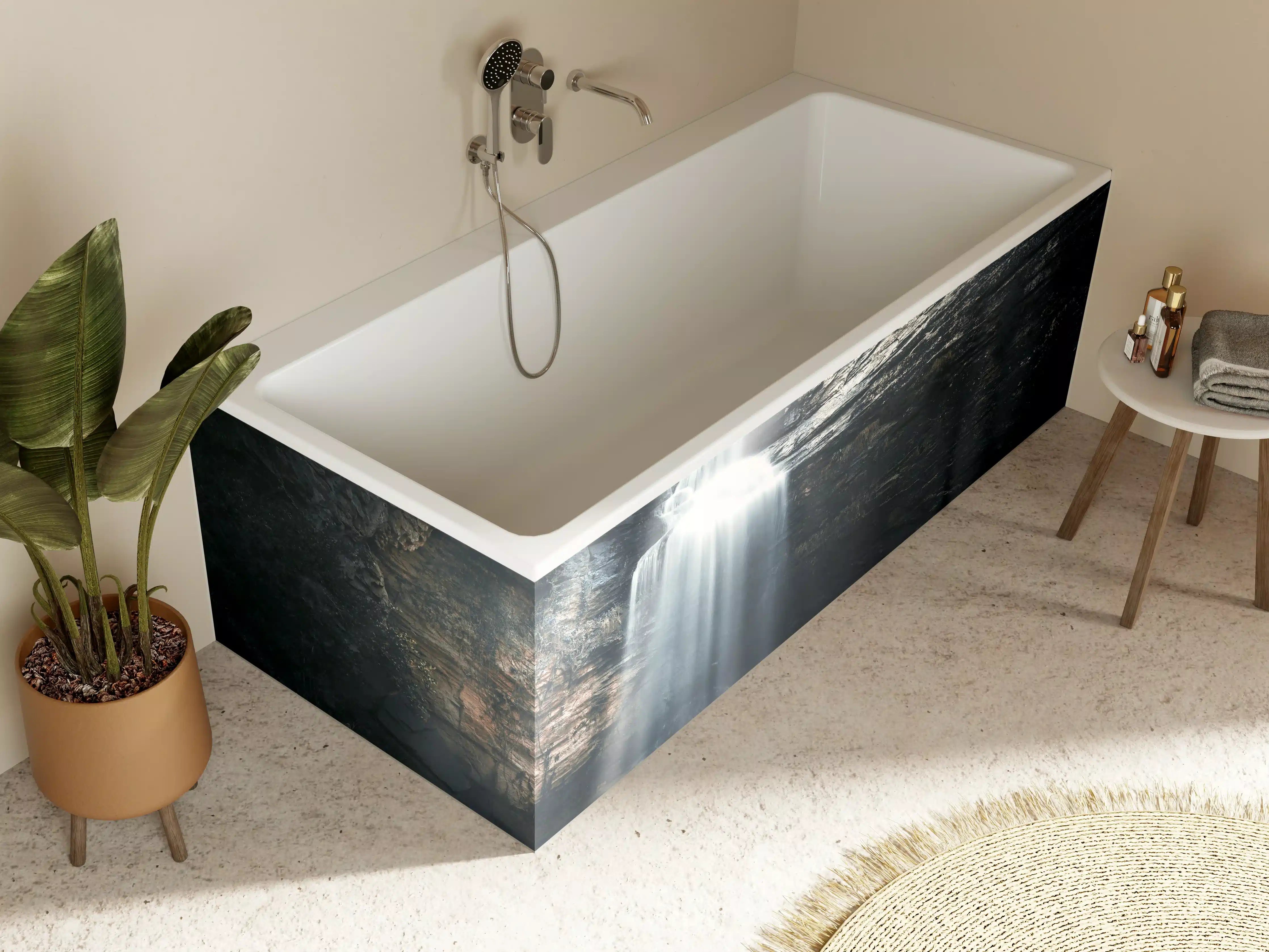 Badewannen-Rückwand - Wasserfall in geheimnisvoller Schlucht