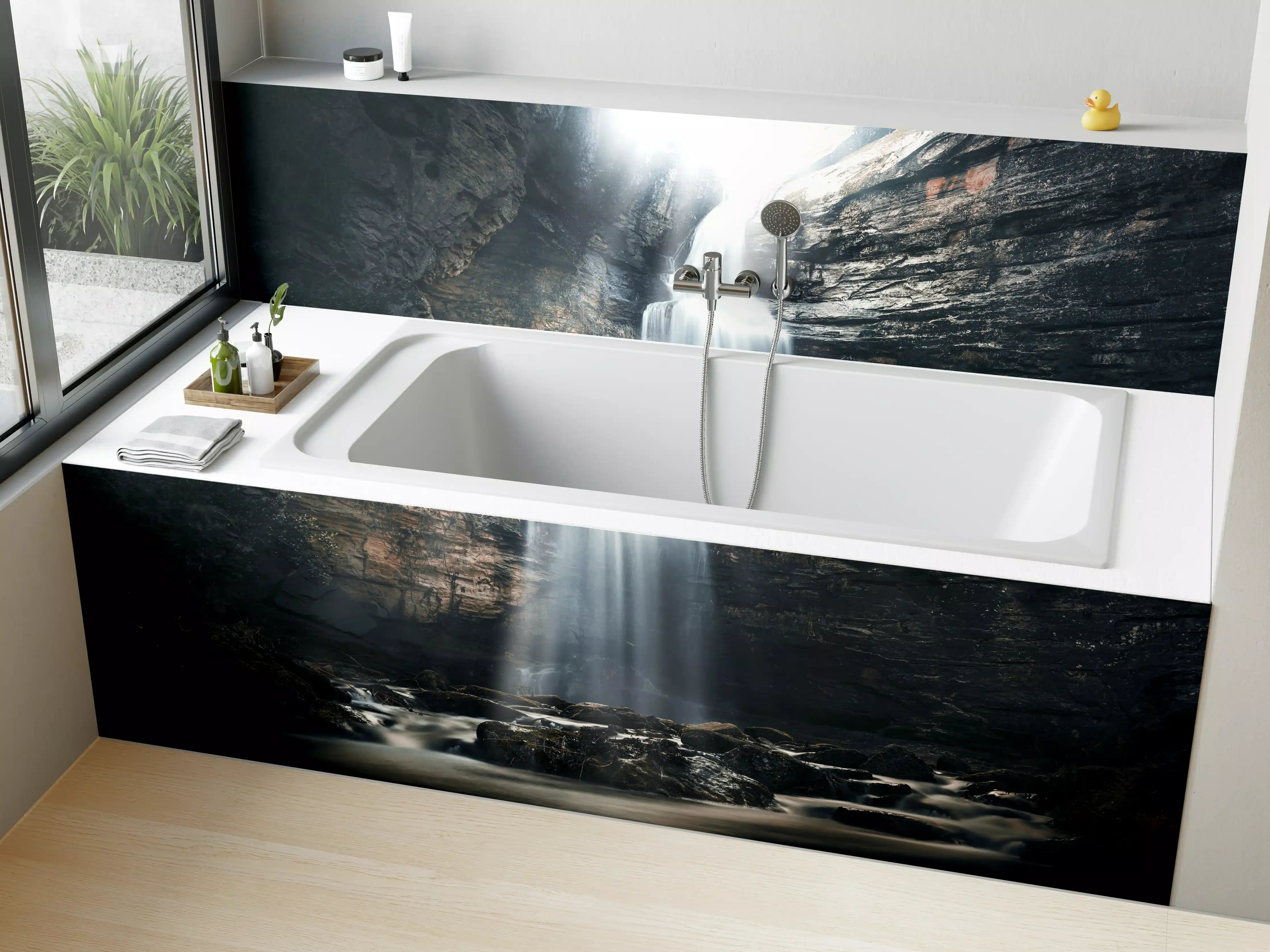 Badewannen-Rückwand - Wasserfall in geheimnisvoller Schlucht