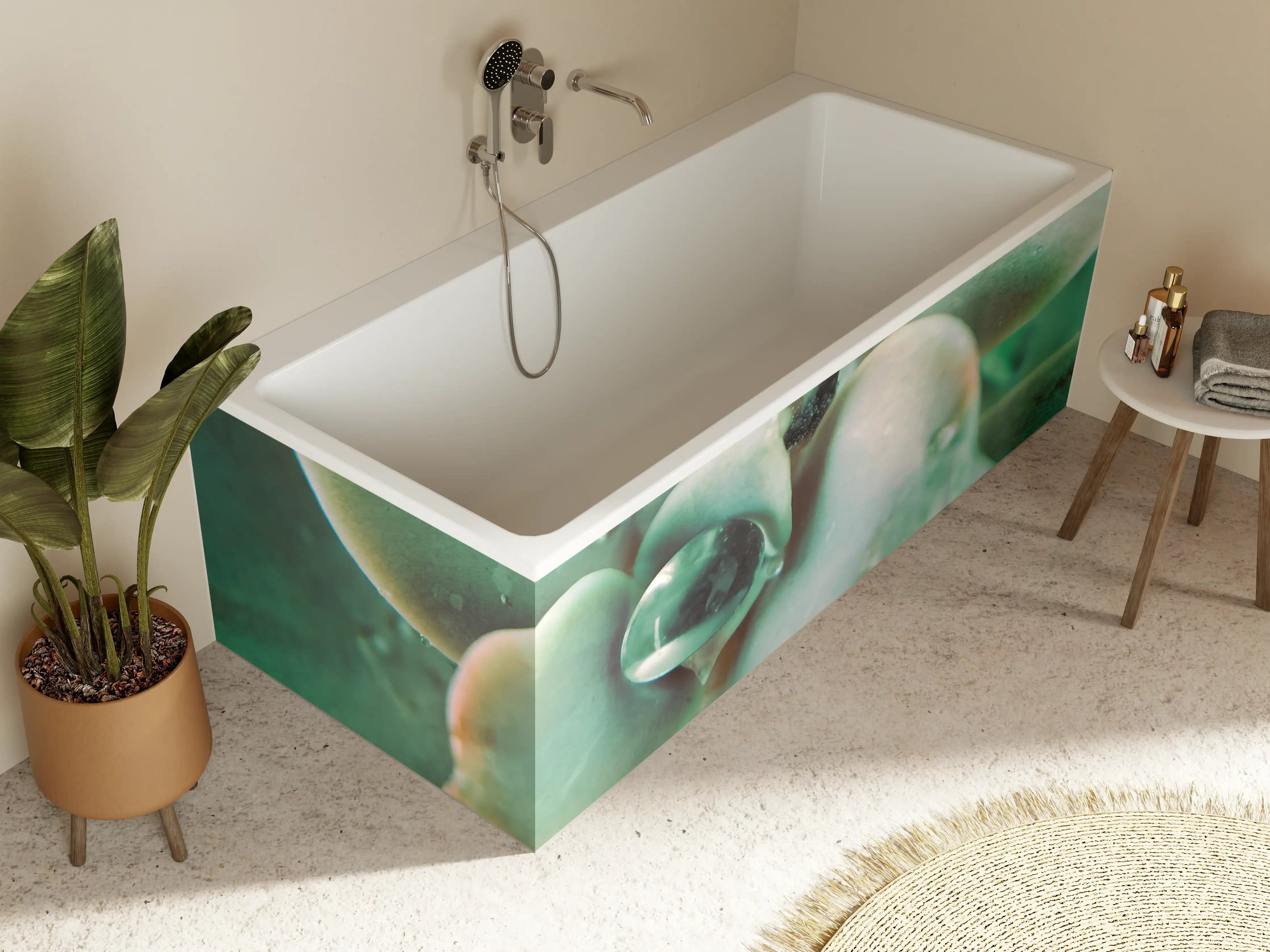 Badewannen-Rückwand - Wassertropfen - Sukkulente