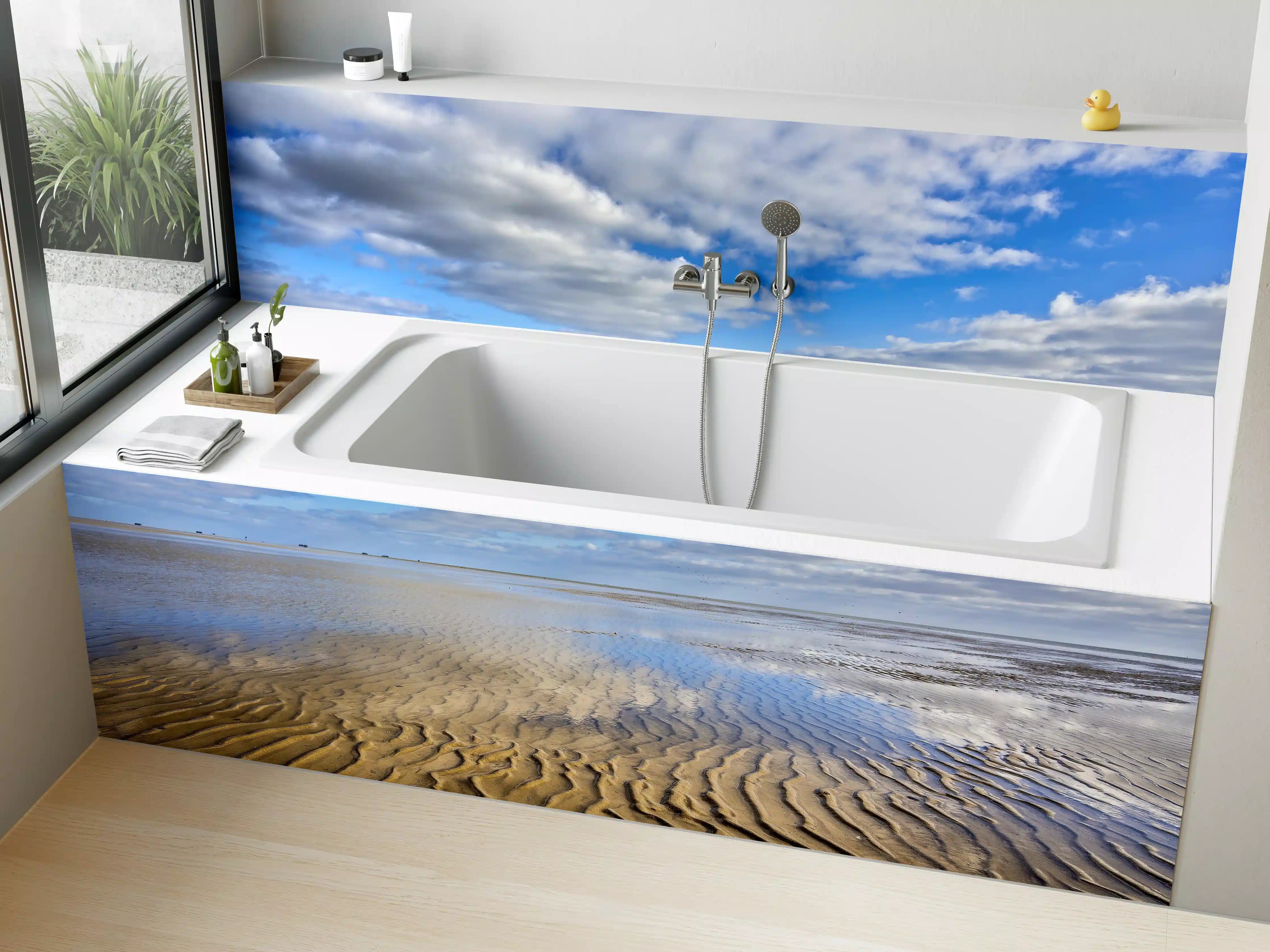 Badewannen-Rückwand - Wattenmeer der Nordsee bei Ebbe
