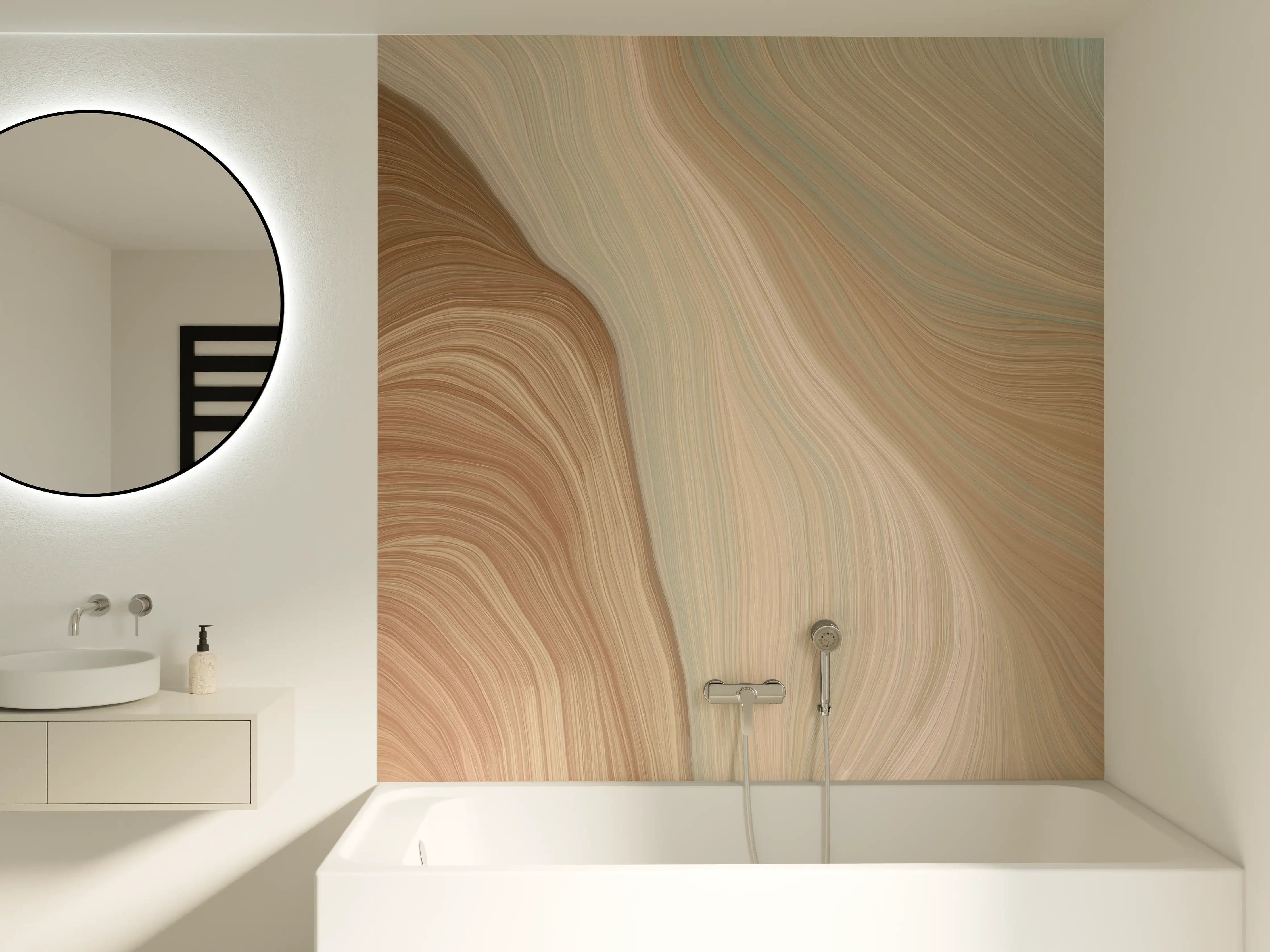 Badewannen-Rückwand - Weiche Beige-Graue Marmortextur