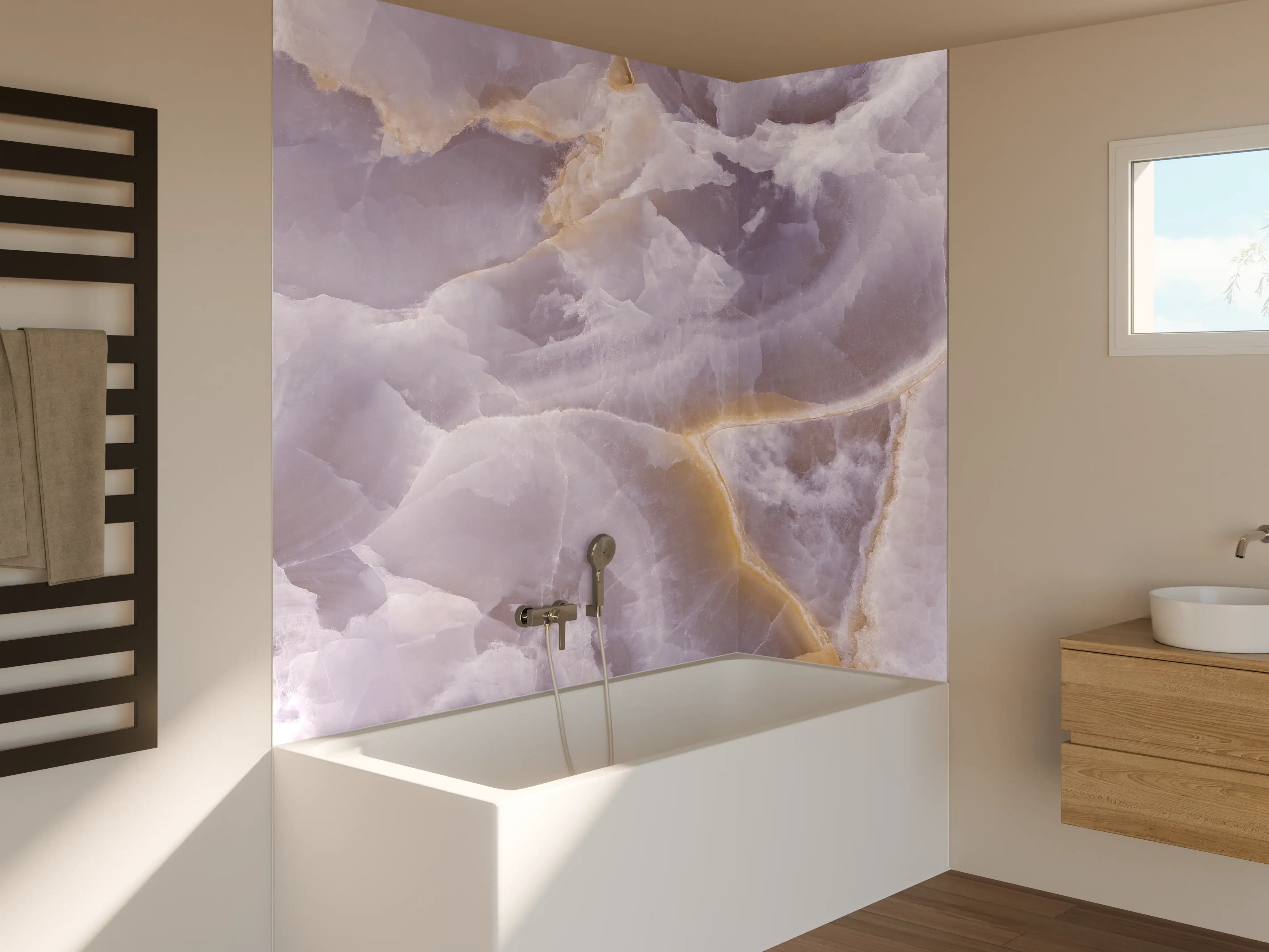 Badewannen-Rückwand - Weiche Lavendel-Lila-Marmor-Textur