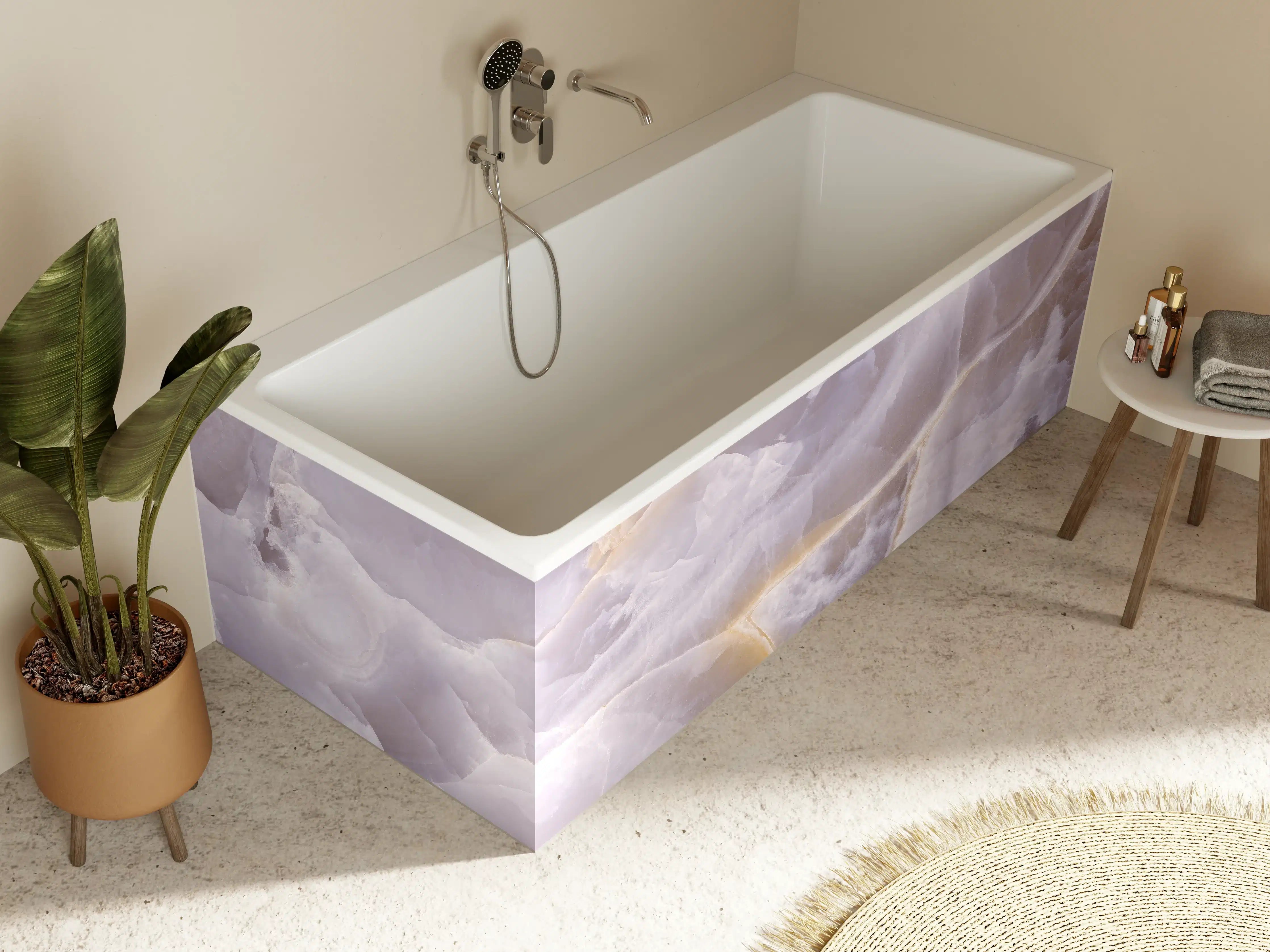 Badewannen-Rückwand - Weiche Lavendel-Lila-Marmor-Textur