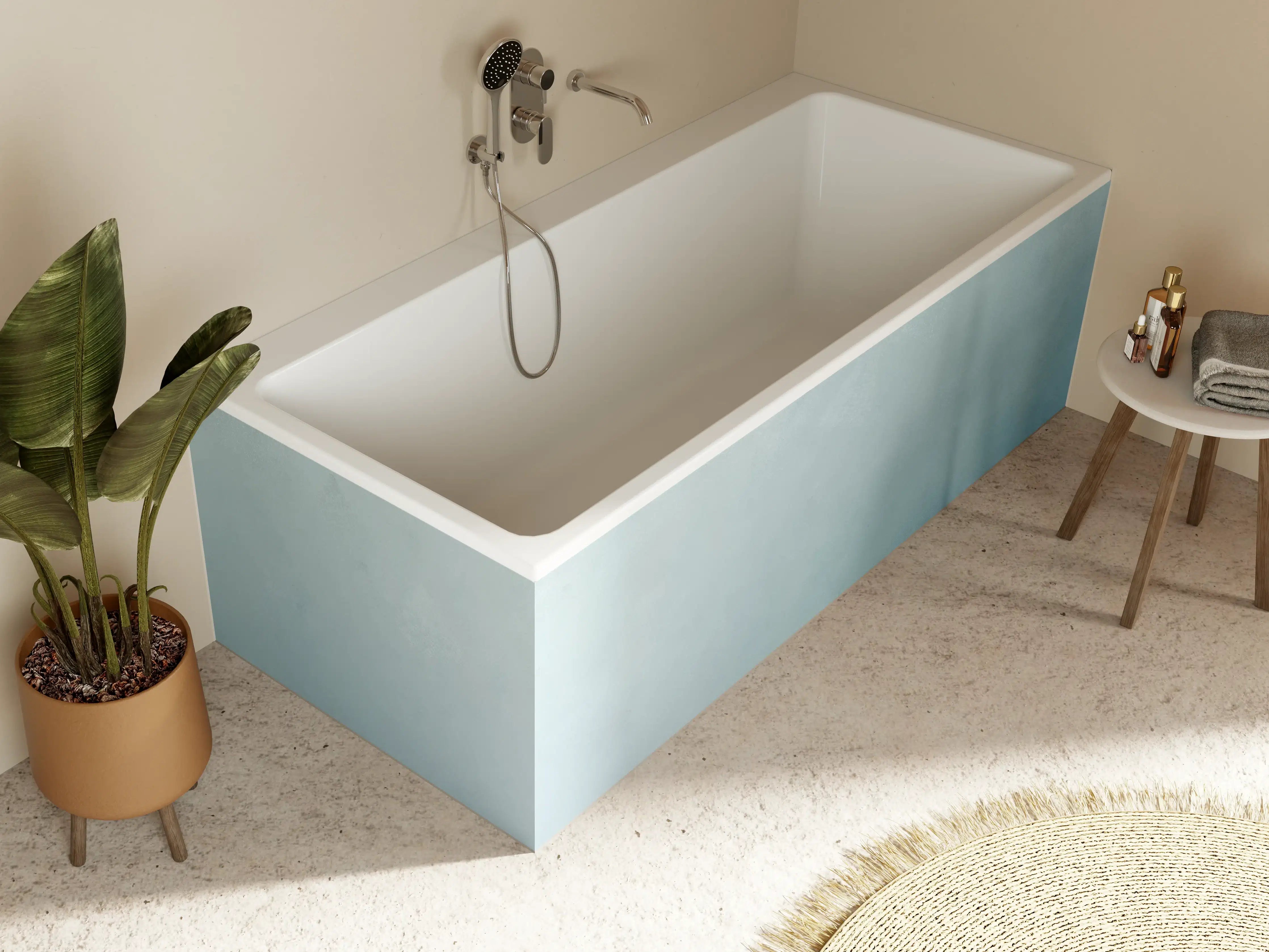 Badewannen-Rückwand - Weiche blaue Marmorstruktur