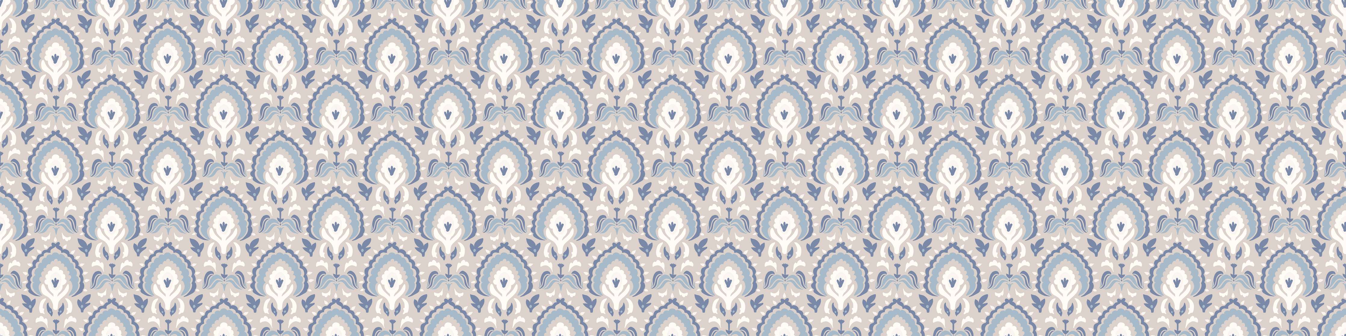 Badewannen-Rückwand-Weiß-Graues Damastmuster Seamless