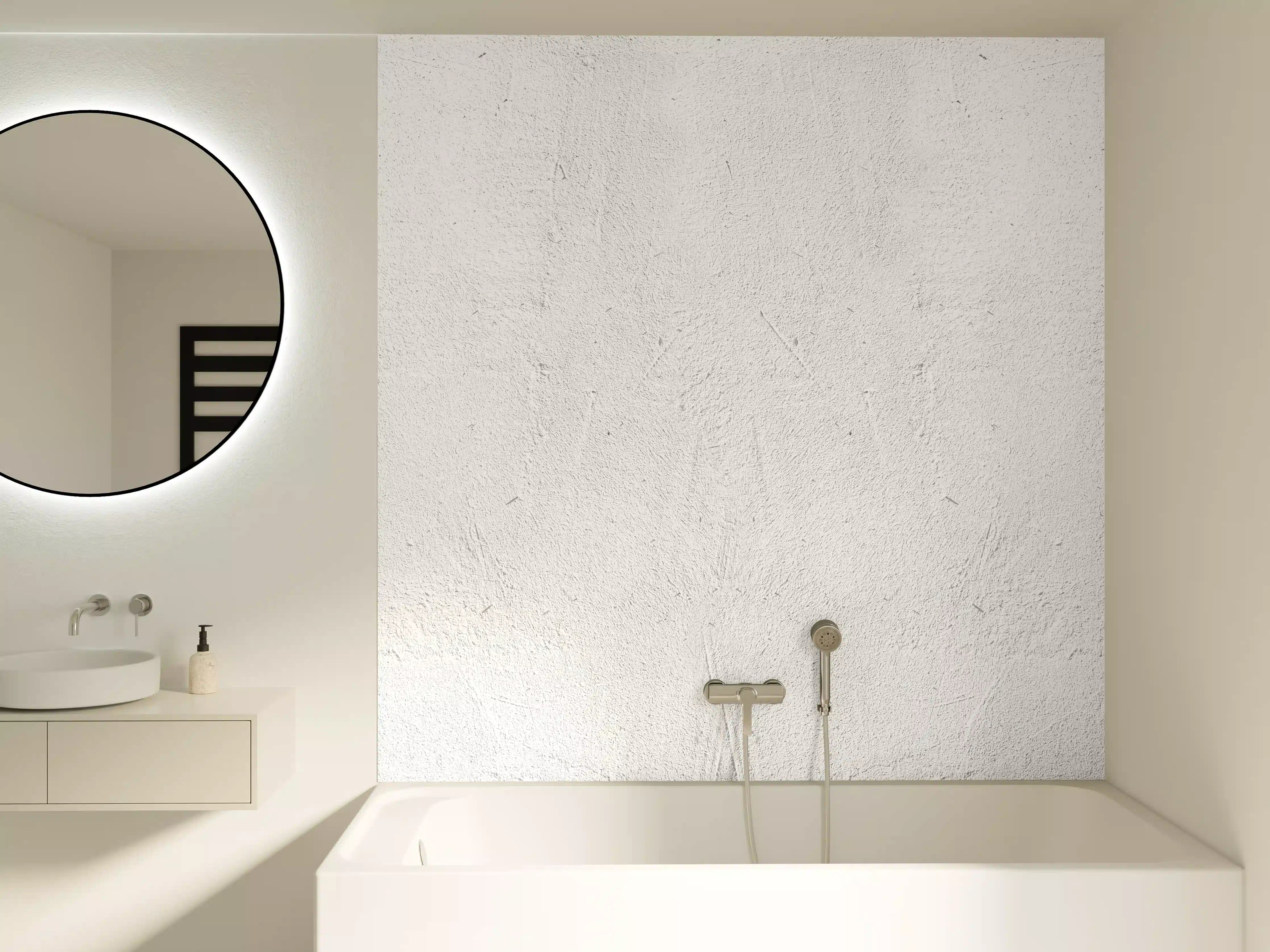 Badewannen-Rückwand - Weiß beige Betonwand