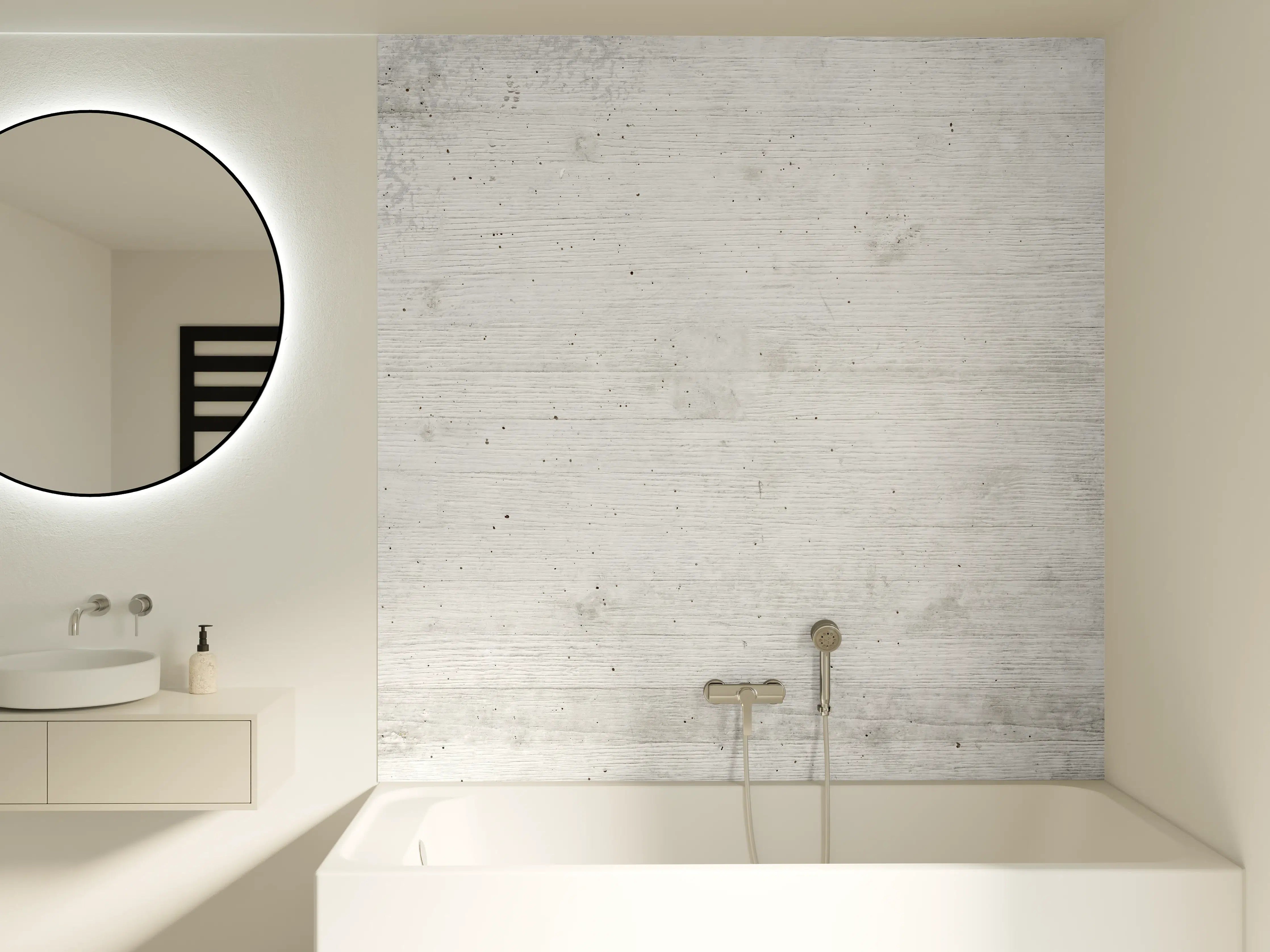 Badewannen-Rückwand - Weiße Betonstruktur