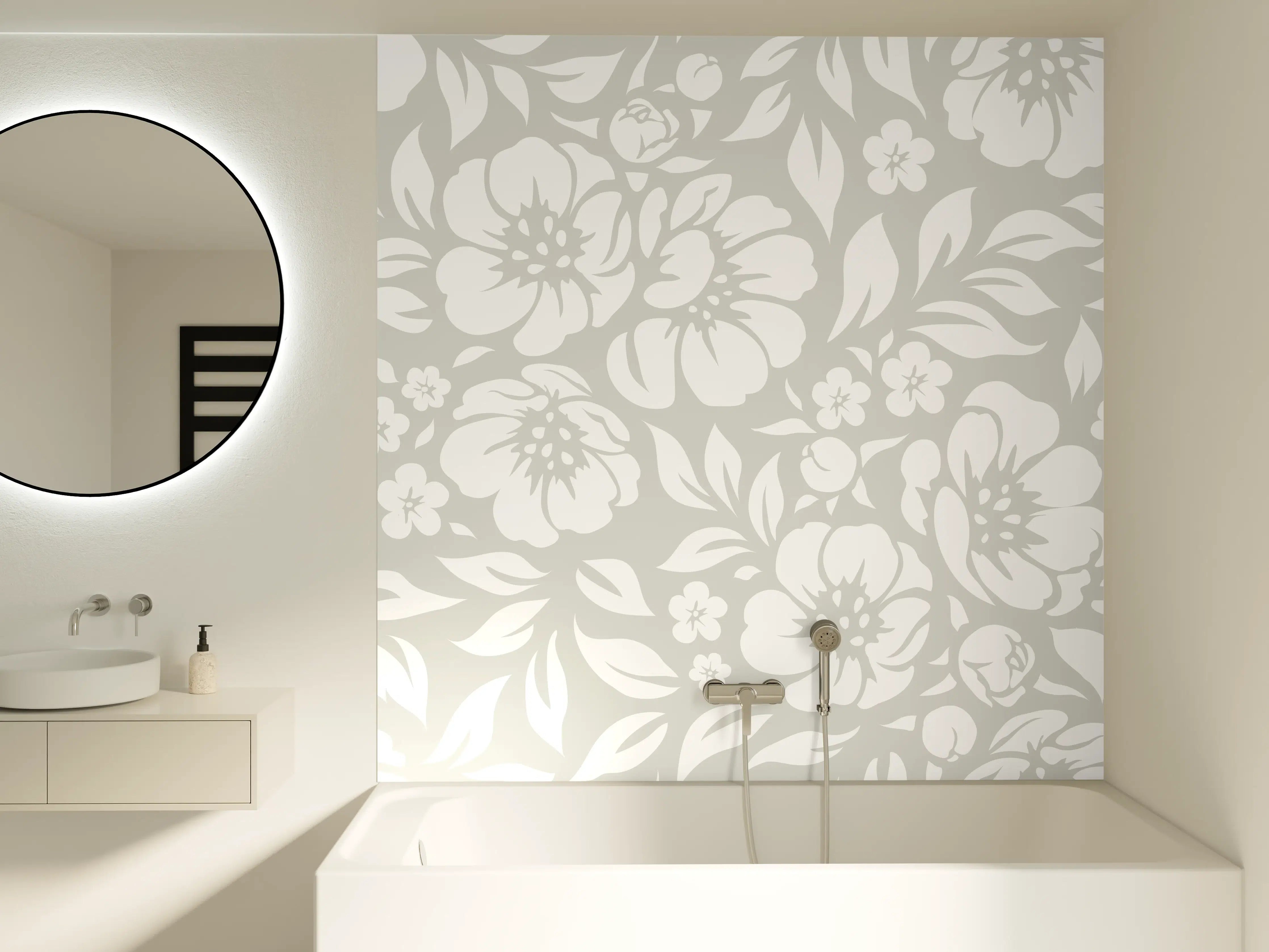 Badewannen-Rückwand - Weiße Blütenmuster-Textur