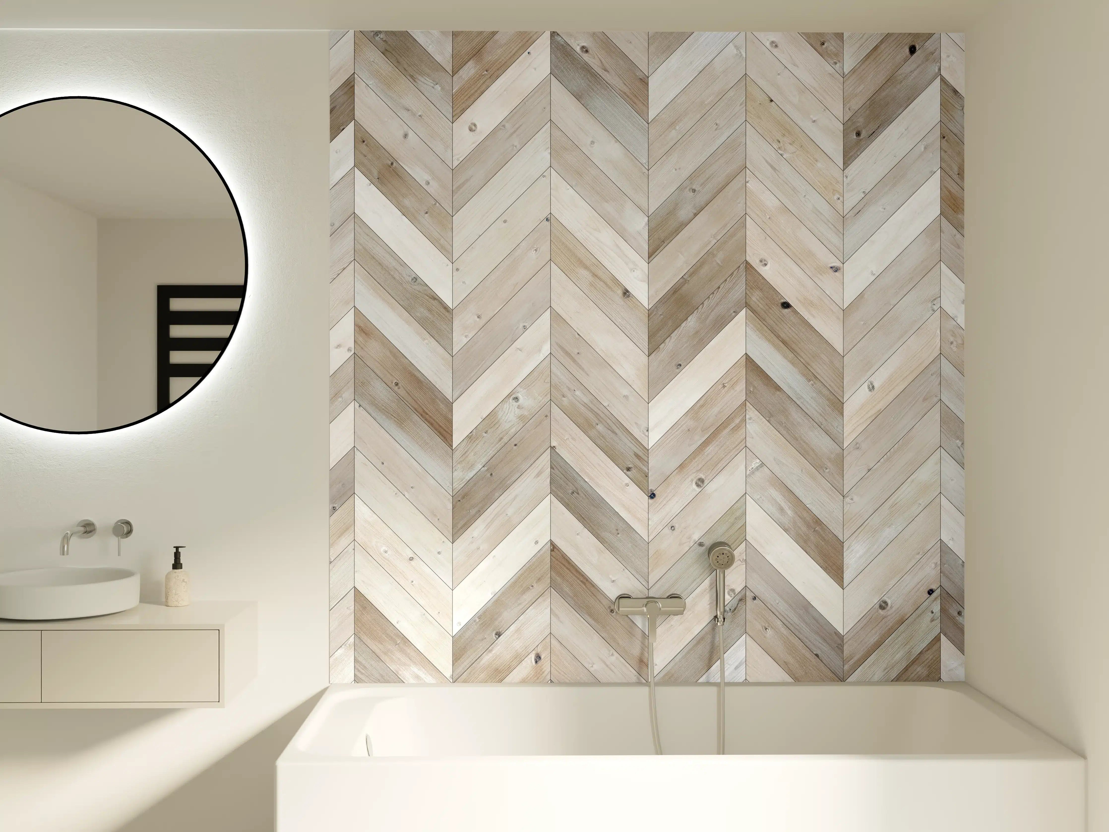 Badewannen-Rückwand - Weiße Chevron Textur