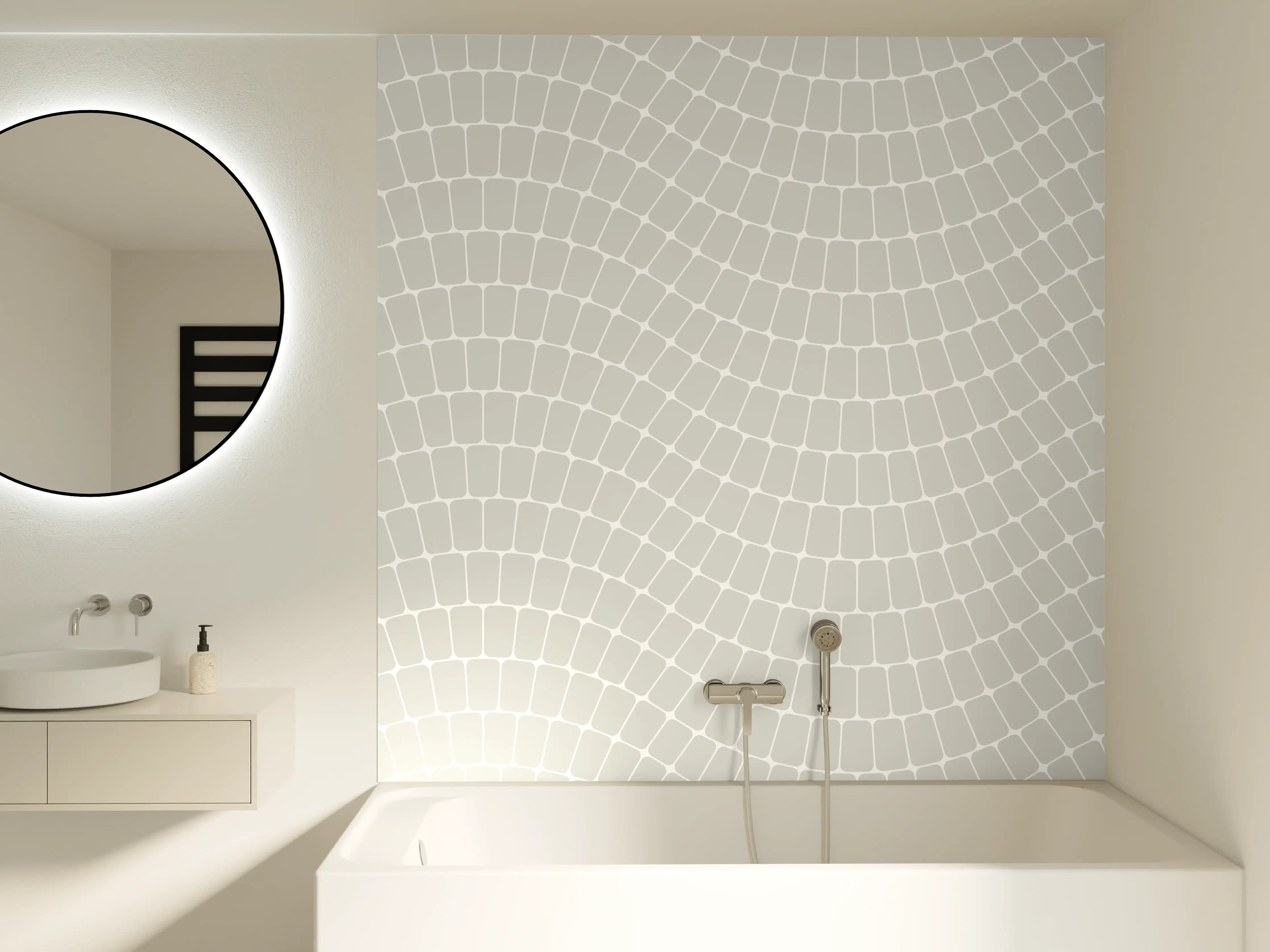 Badewannen-Rückwand - Weiße Marmor-Textur mit dezenten Linien