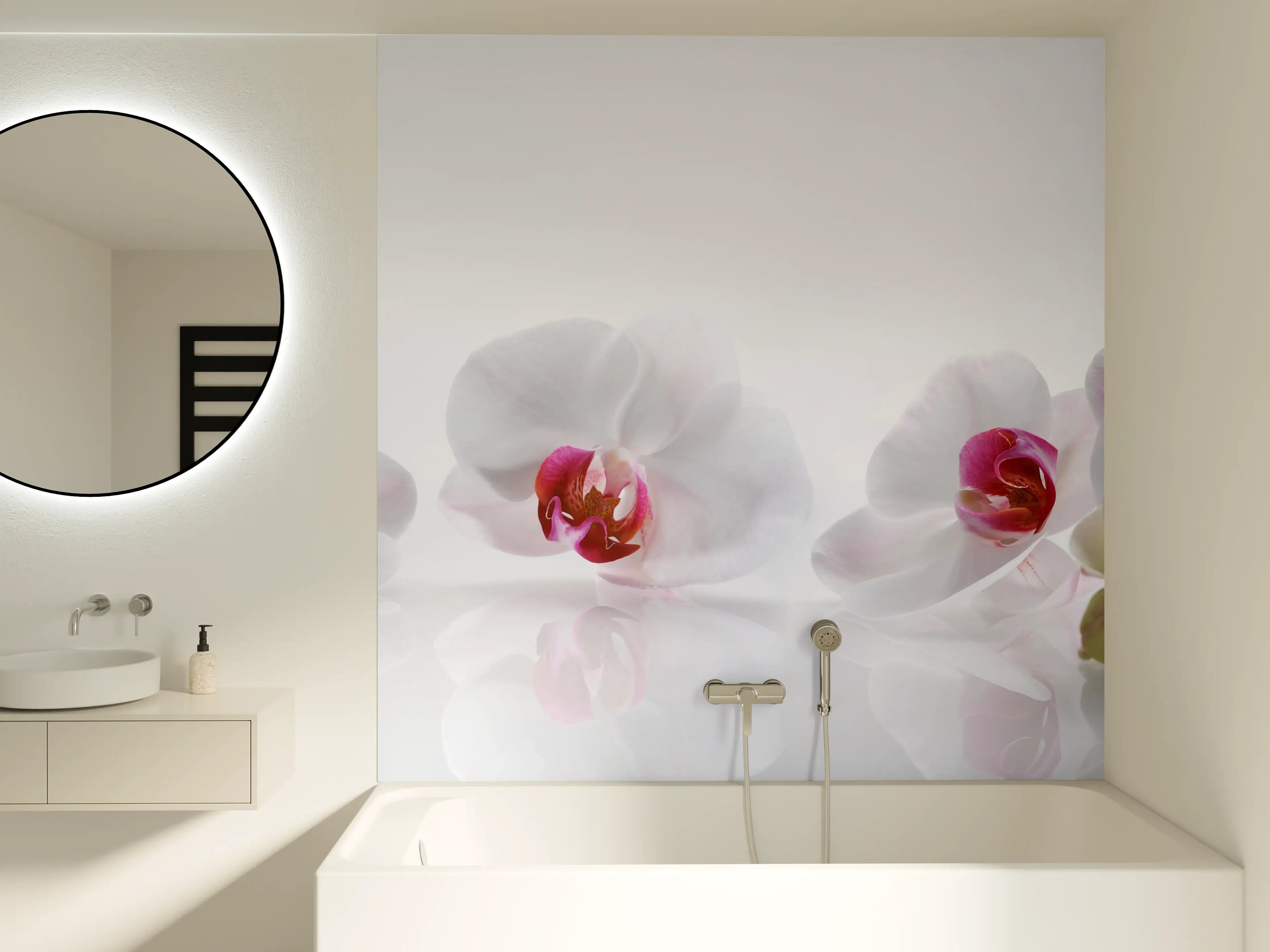 Badewannen-Rückwand - Weiße Orchideen