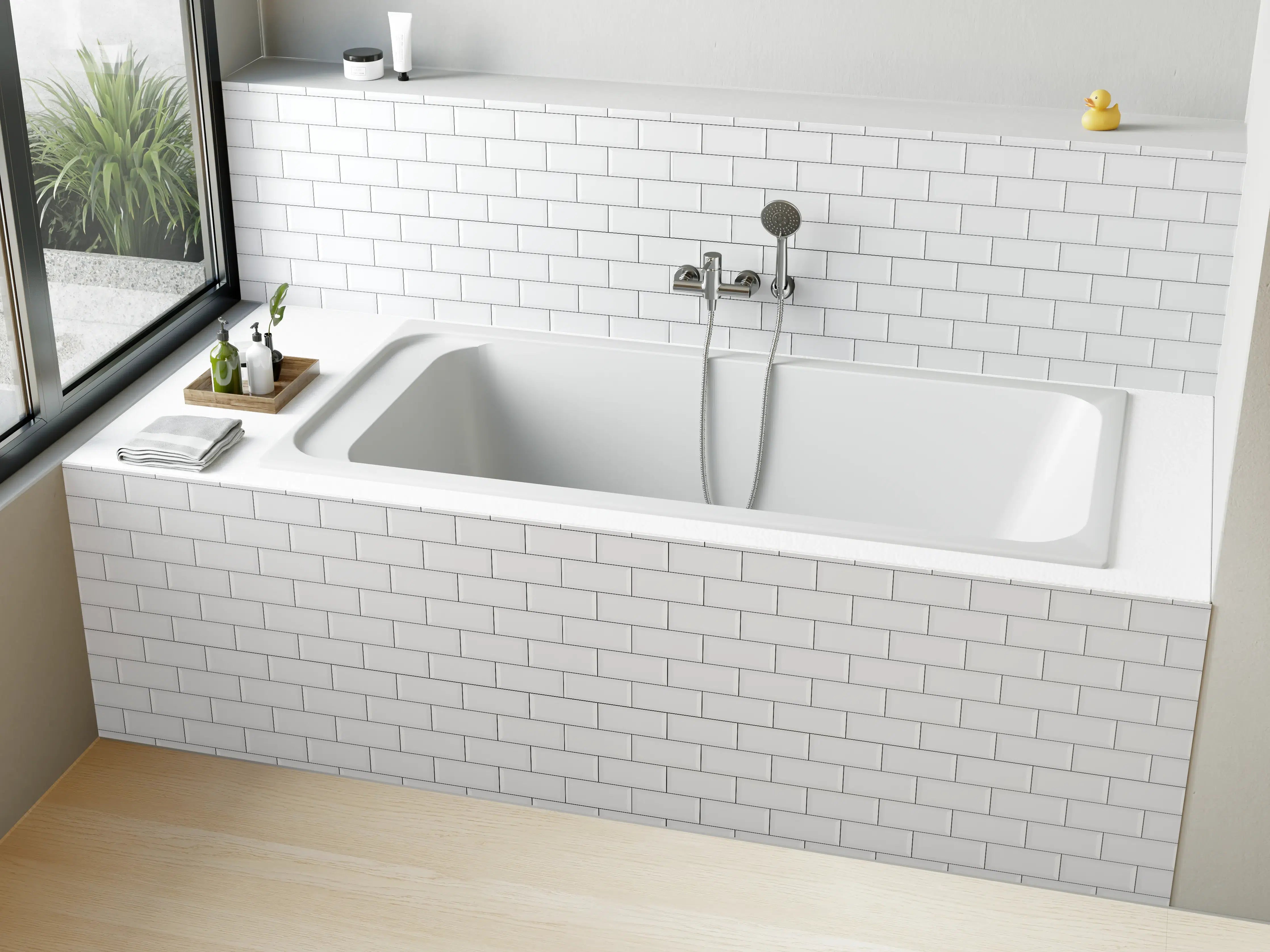 Badewannen-Rückwand - Weiße Ziegelstein-Optik
