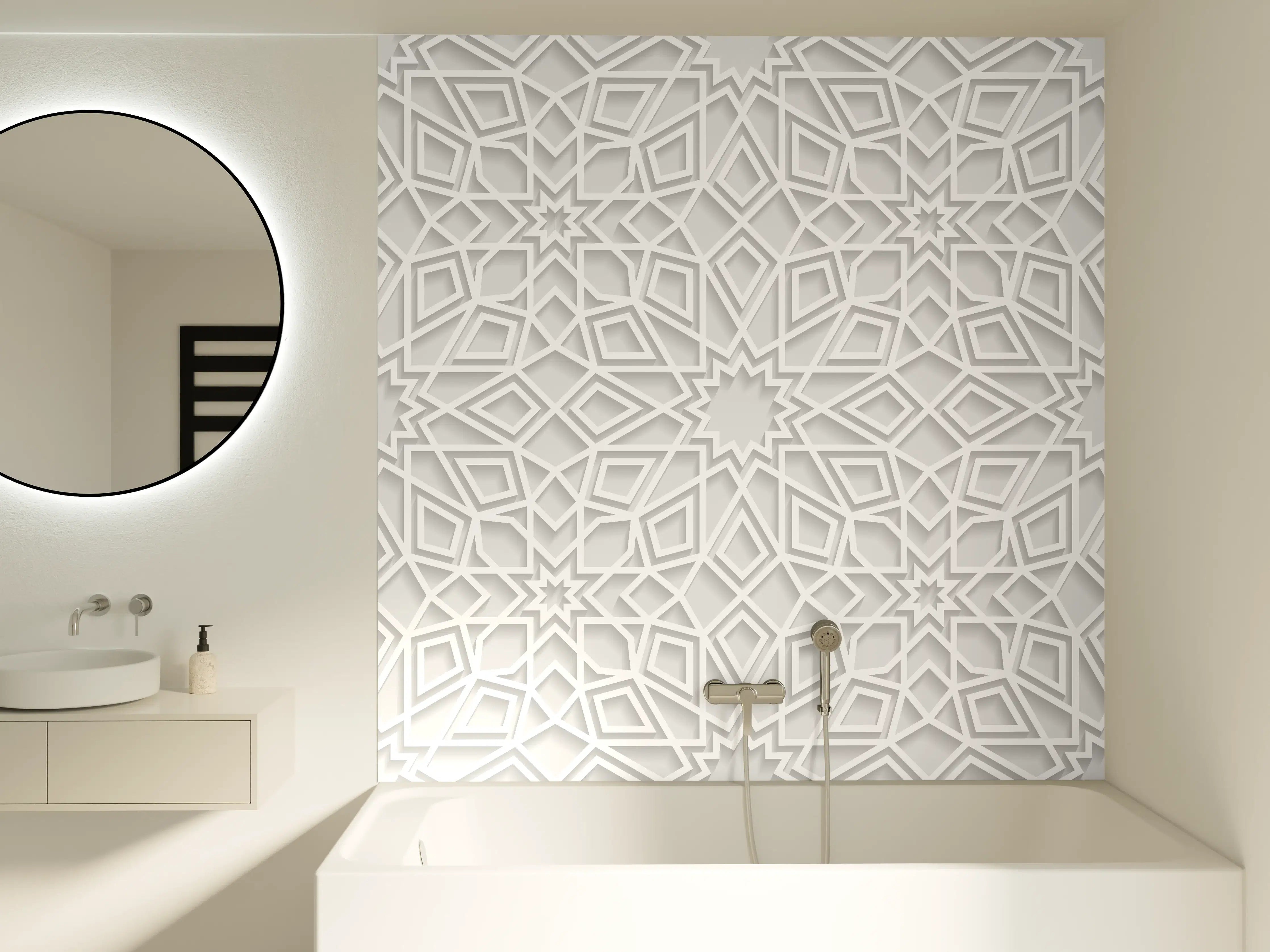 Badewannen-Rückwand - Weiße geometrische Musterstruktur