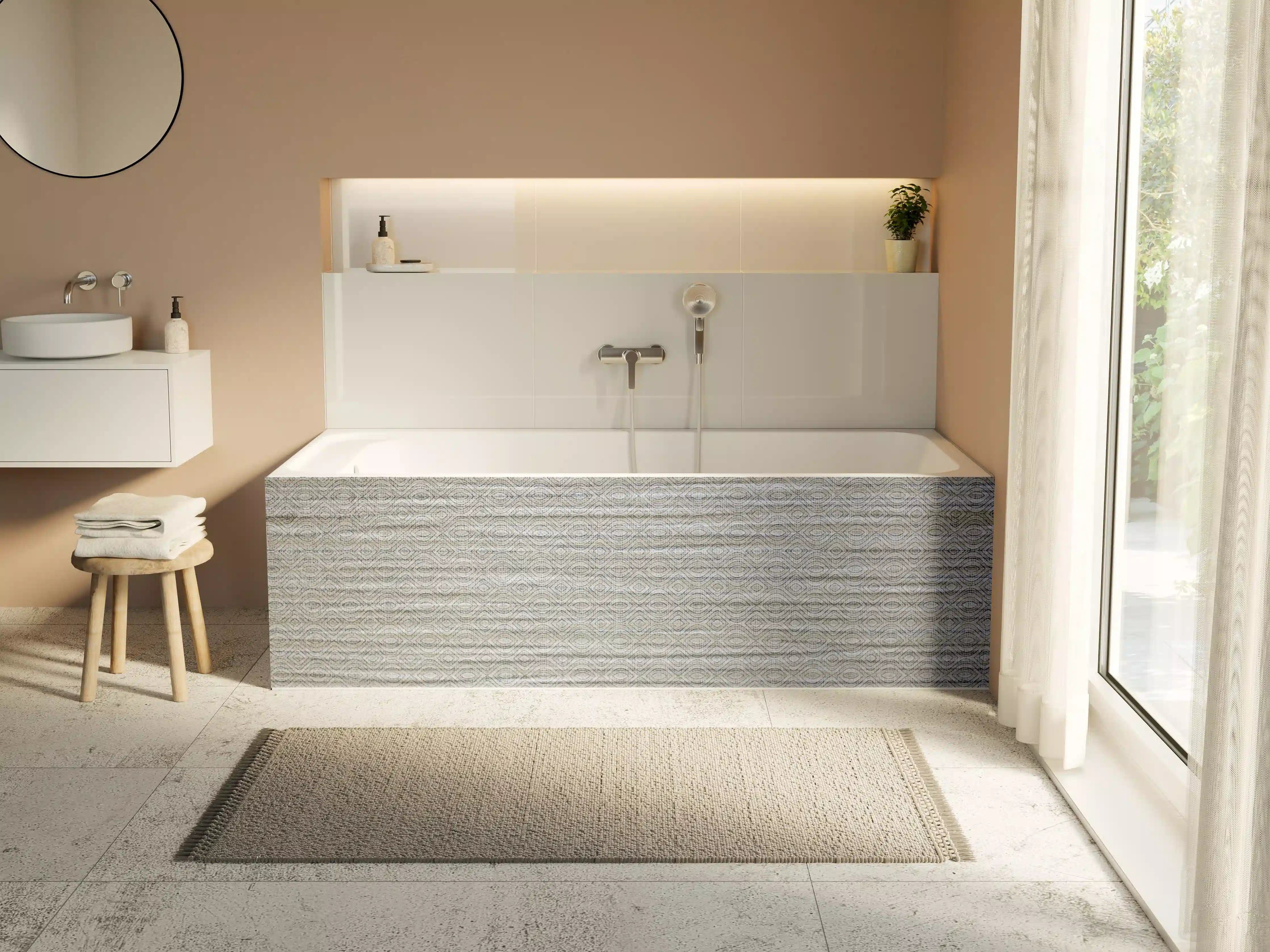 Badewannen-Rückwand - Weiße und Grau-Marmor-Struktur