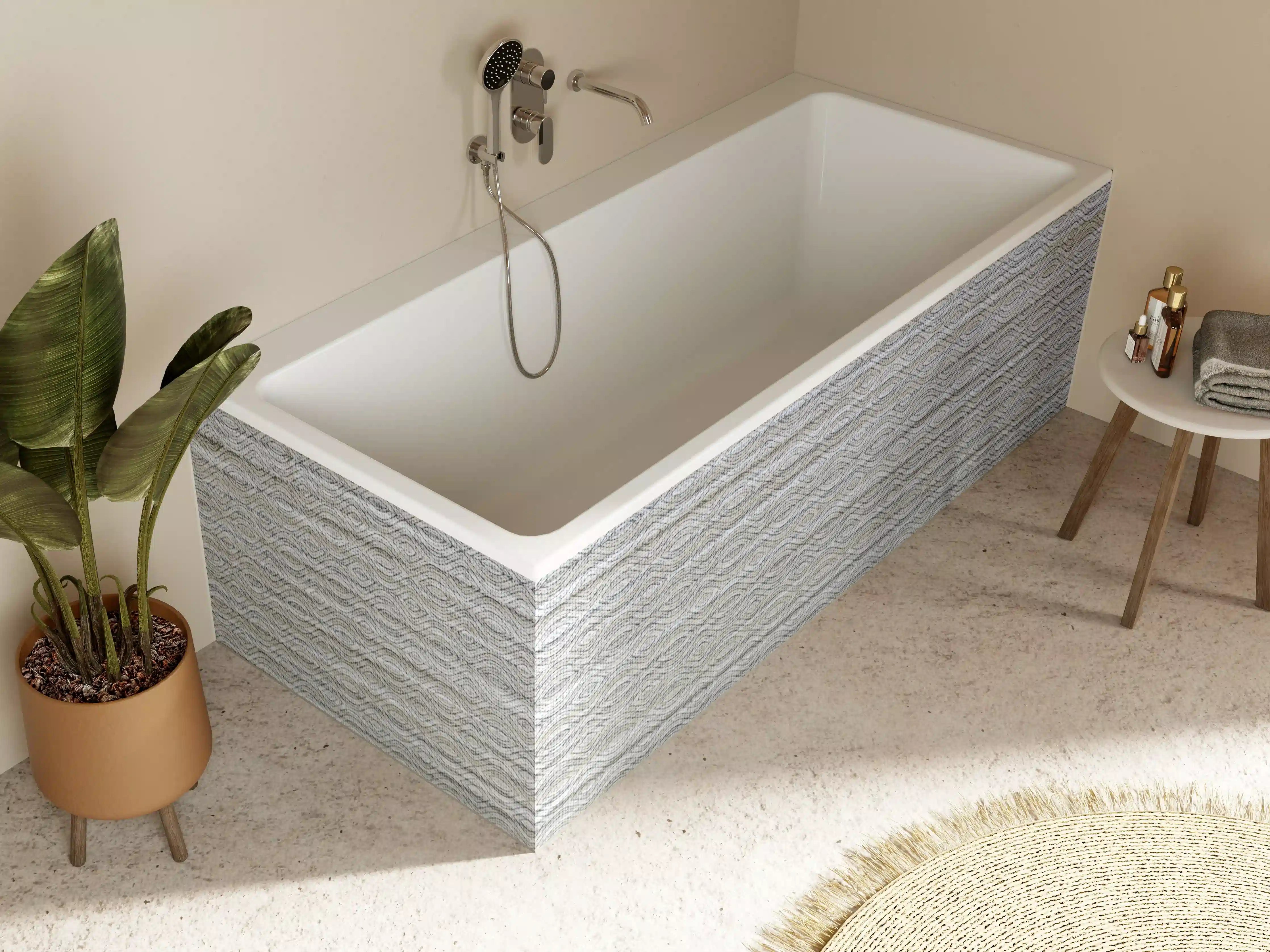 Badewannen-Rückwand - Weiße und Grau-Marmor-Struktur