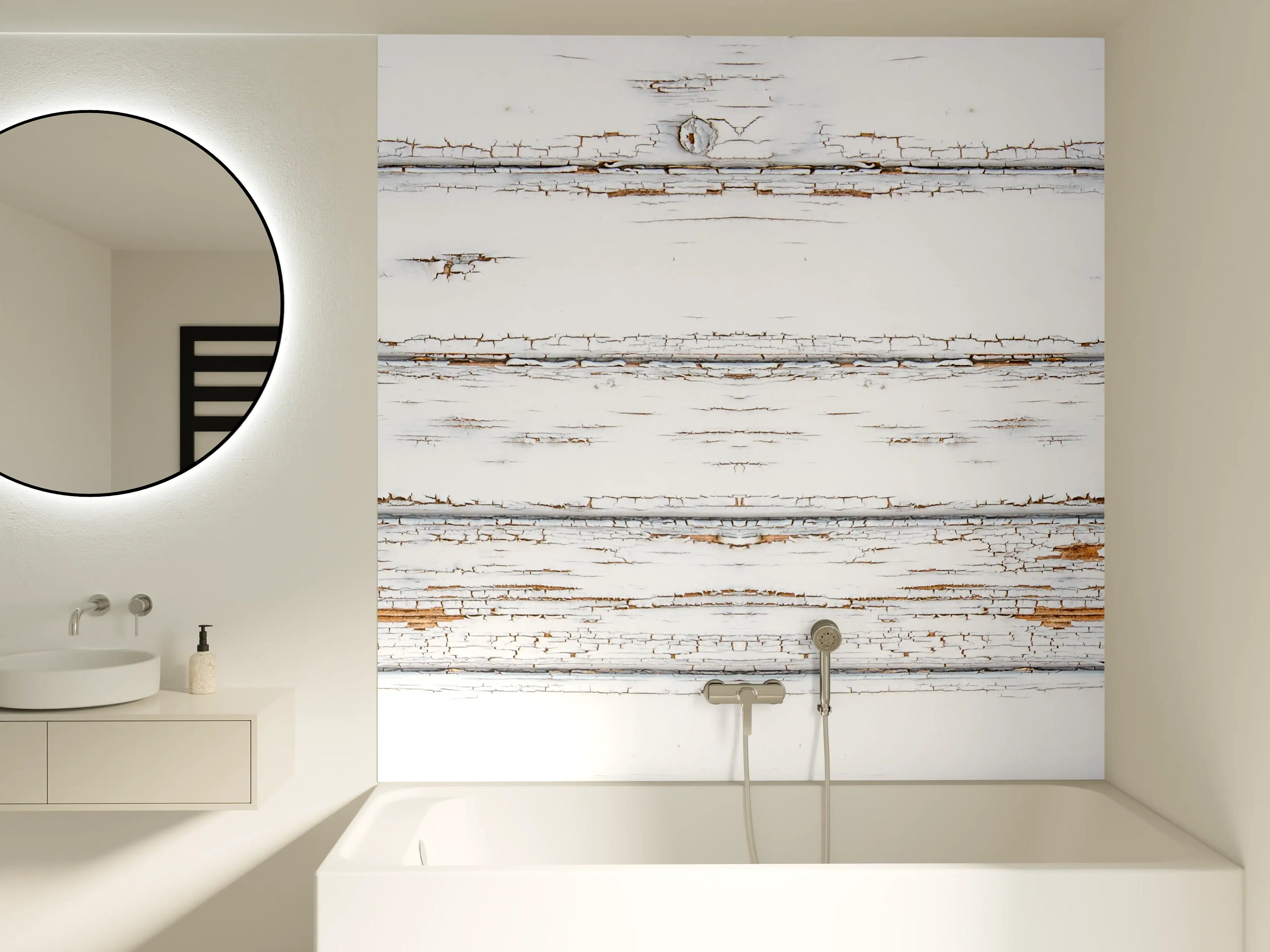 Badewannen-Rückwand - Weiße zerfallenden Holz