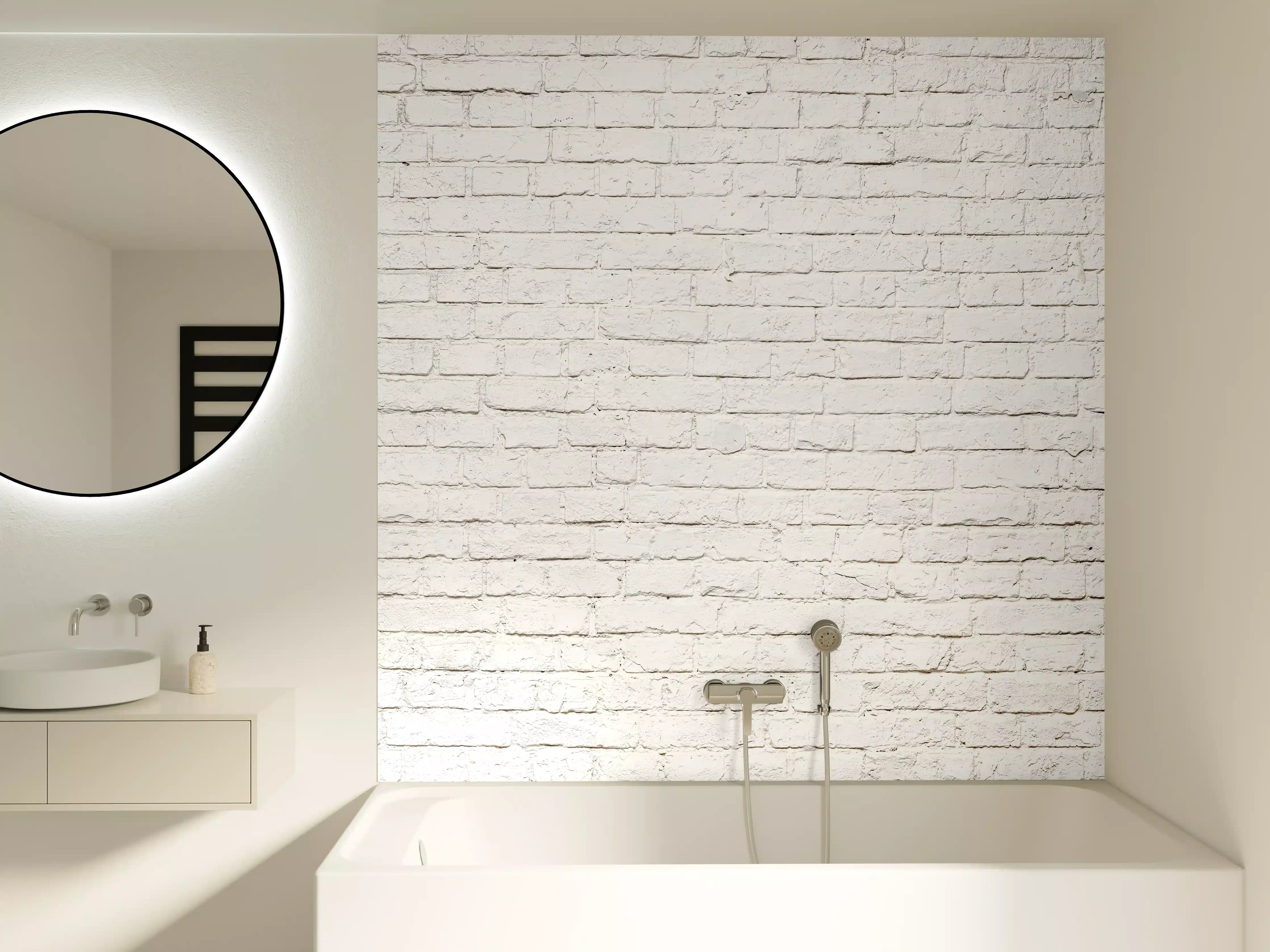 Badewannen-Rückwand - Weißer Backstein
