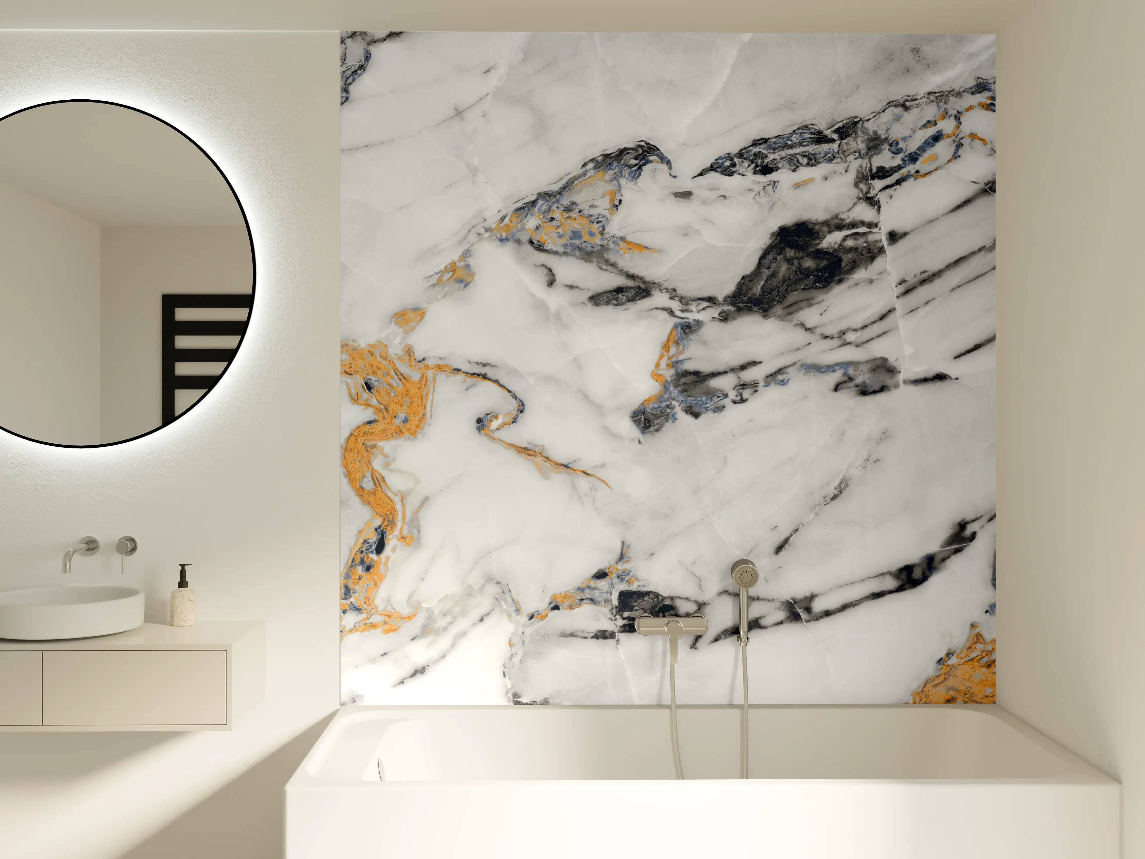 Badewannen-Rückwand - Weißer Carrara Statuario Marmor