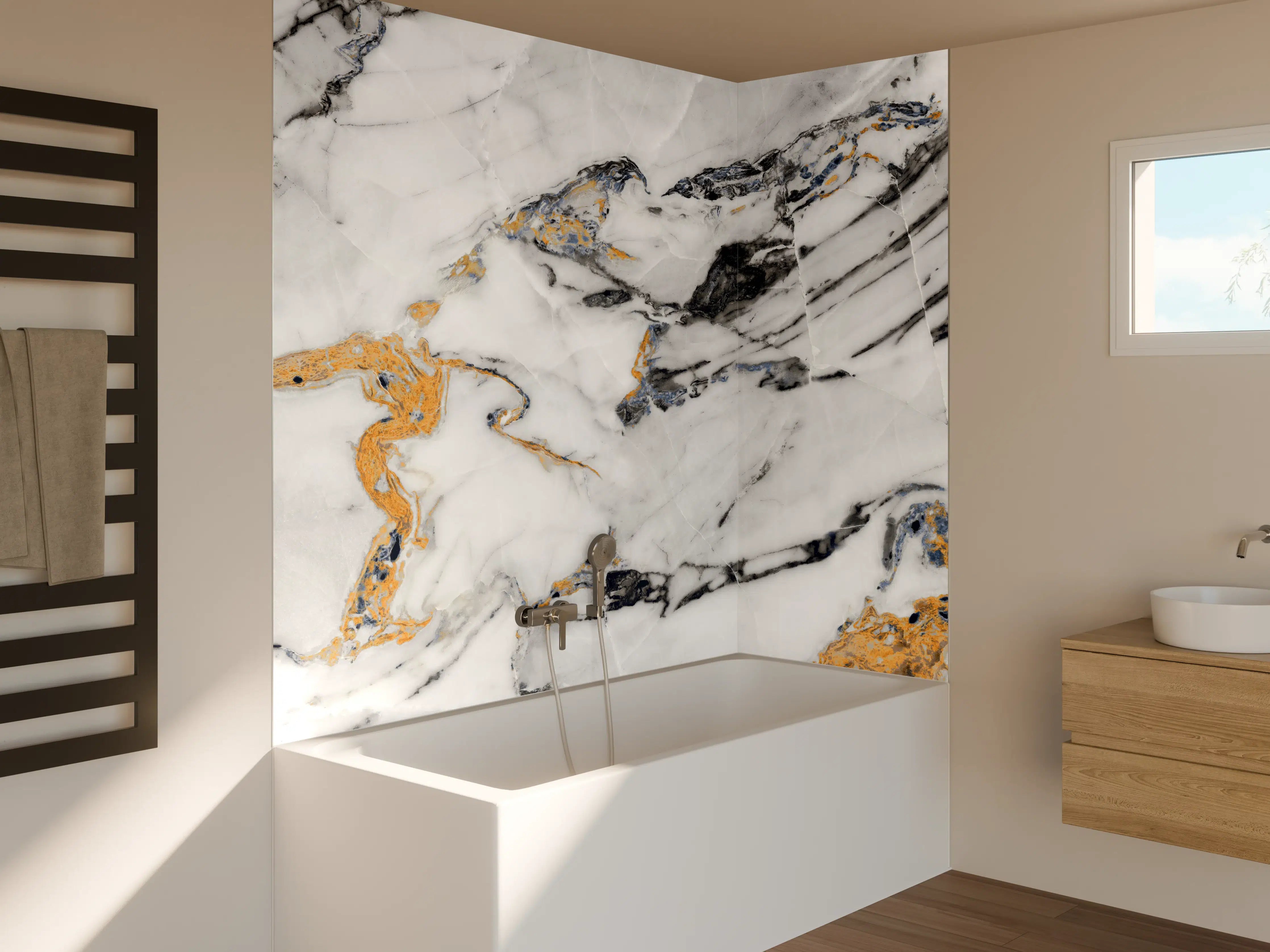 Badewannen-Rückwand - Weißer Carrara Statuario Marmor