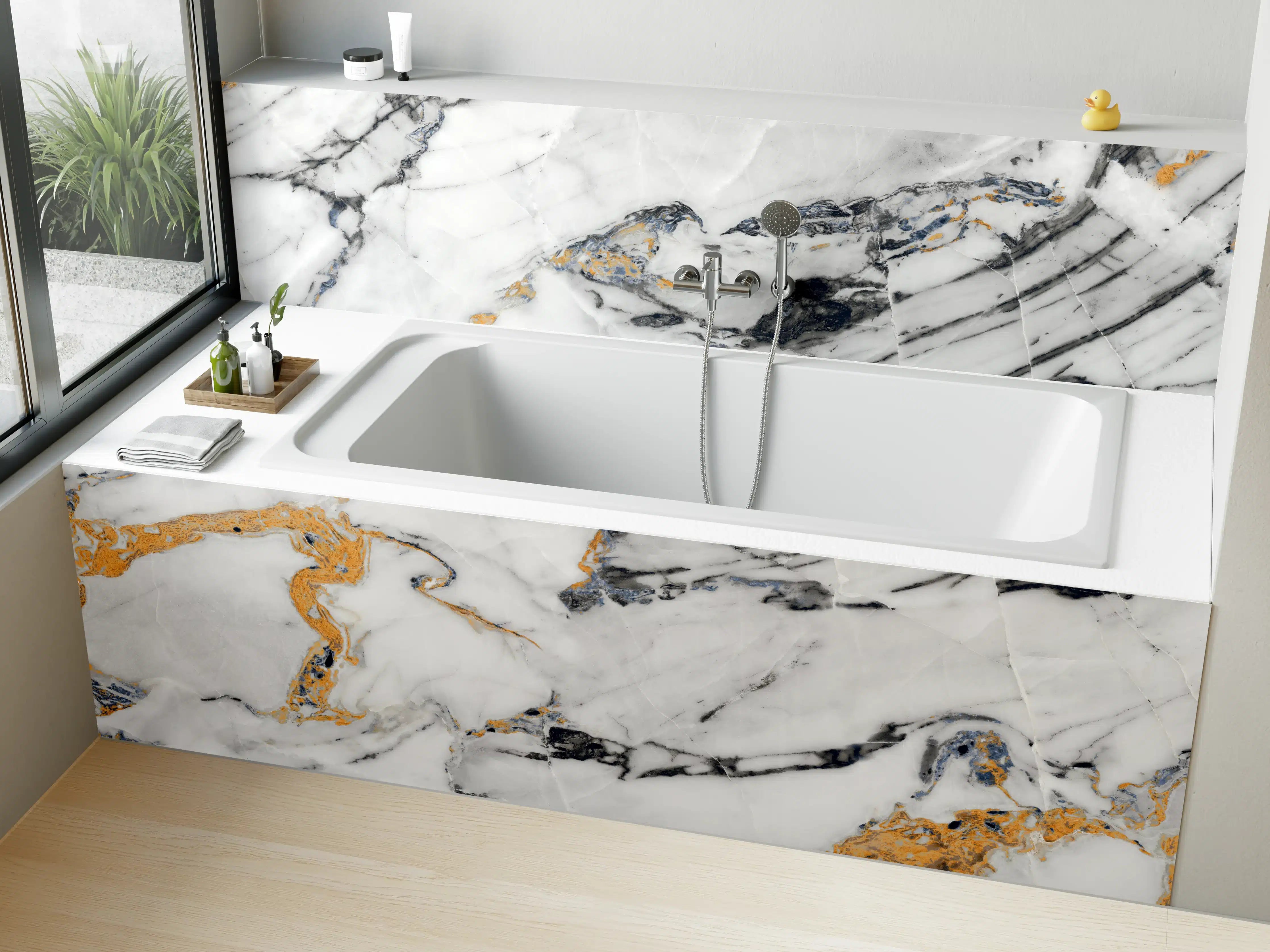 Badewannen-Rückwand - Weißer Carrara Statuario Marmor