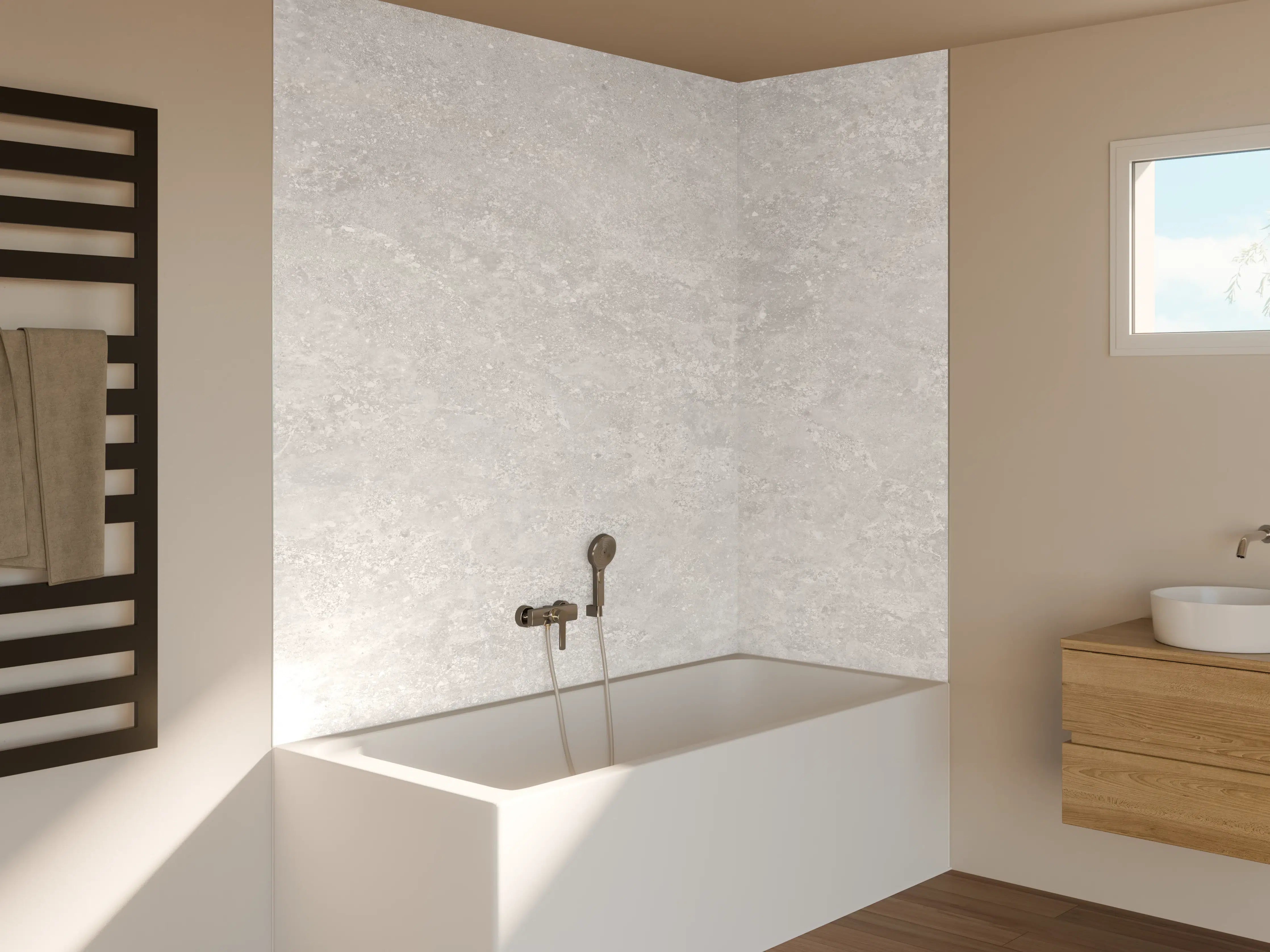 Badewannen-Rückwand - Weißer Hintergrund Marmor Wand Textur für Design Kunstwerk