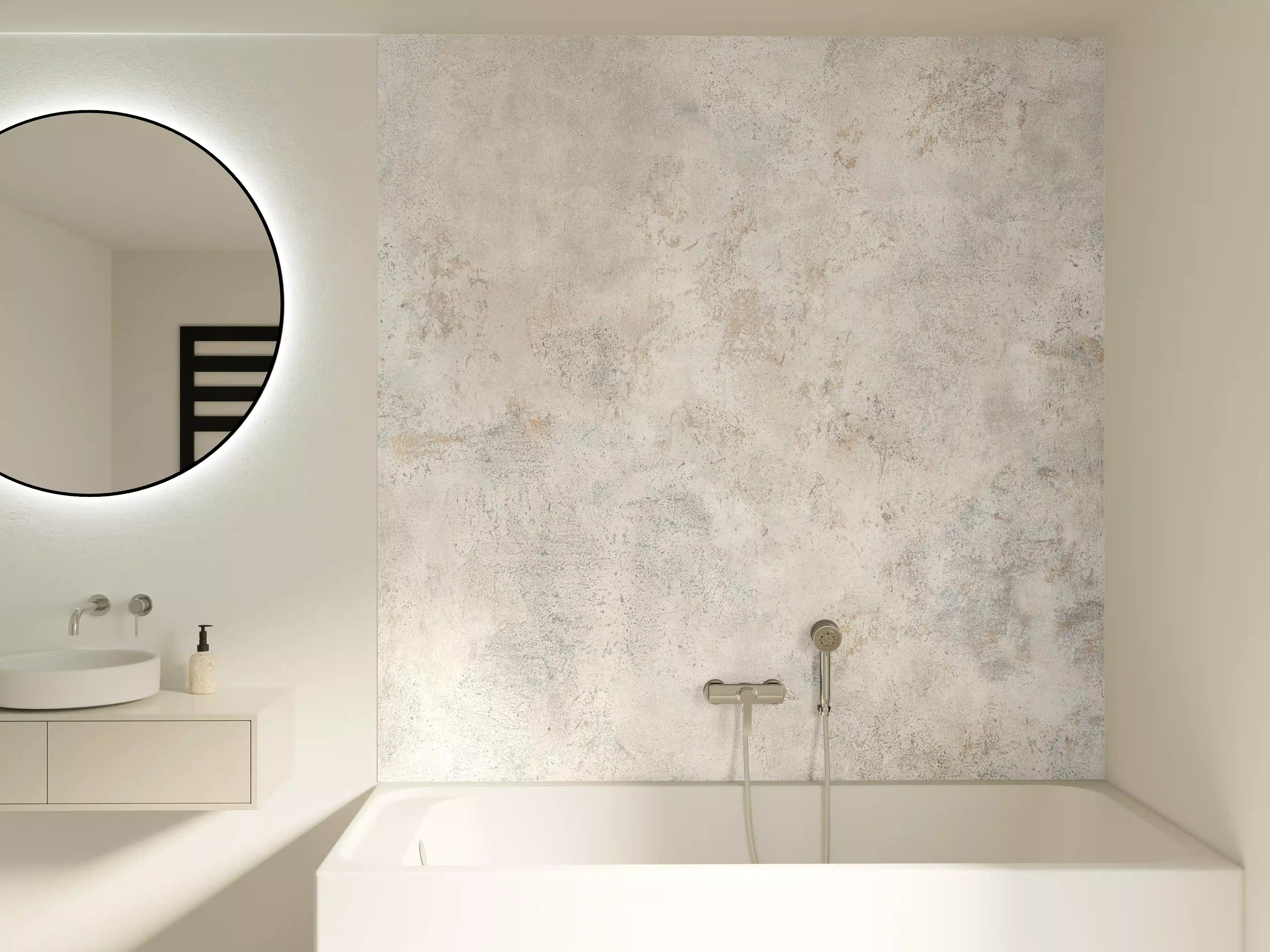 Badewannen-Rückwand - Weißer abgenutzter Marmor