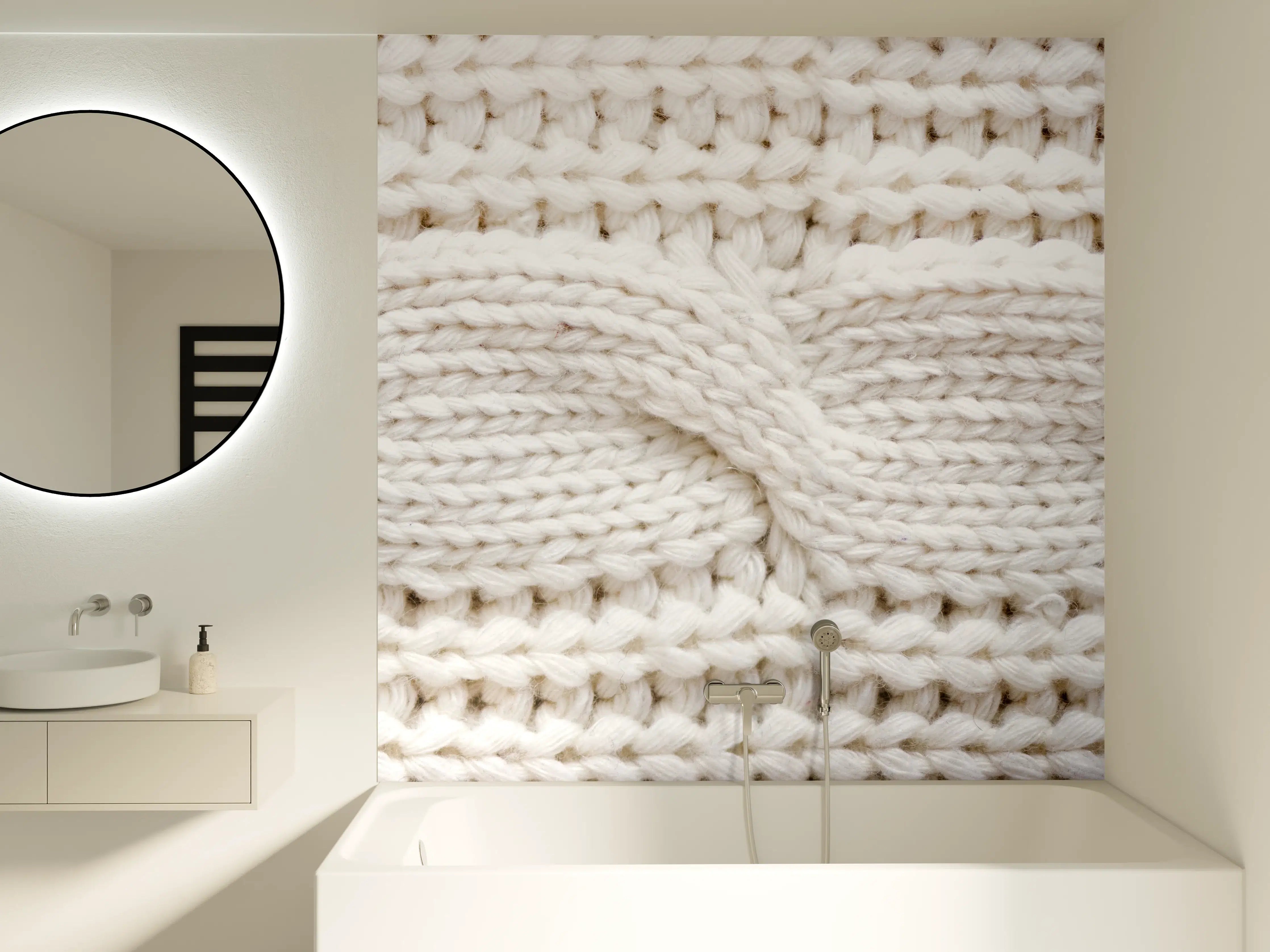 Badewannen-Rückwand - Weißes Wollstrickmuster