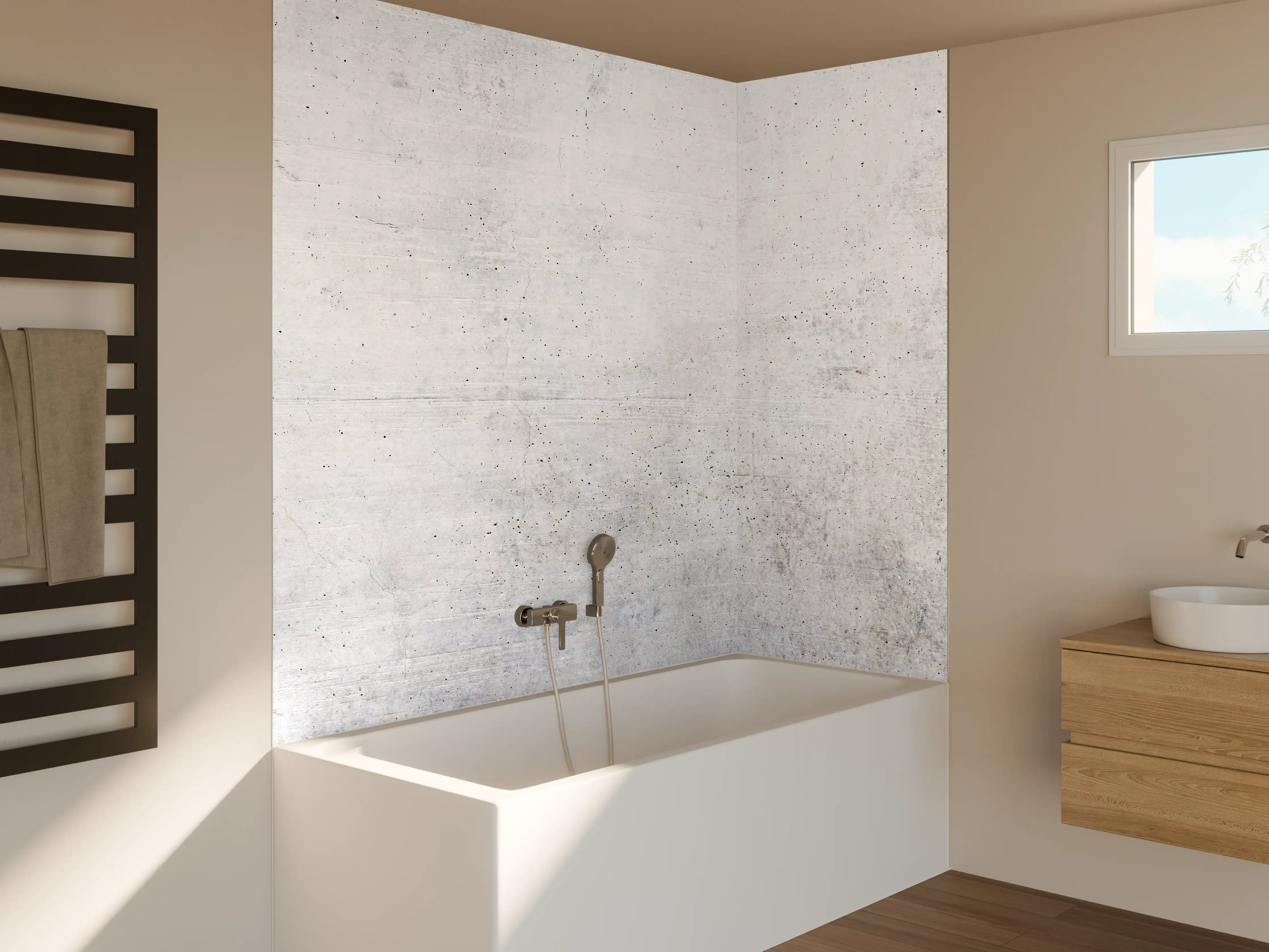 Badewannen-Rückwand - Weißes Zement Design