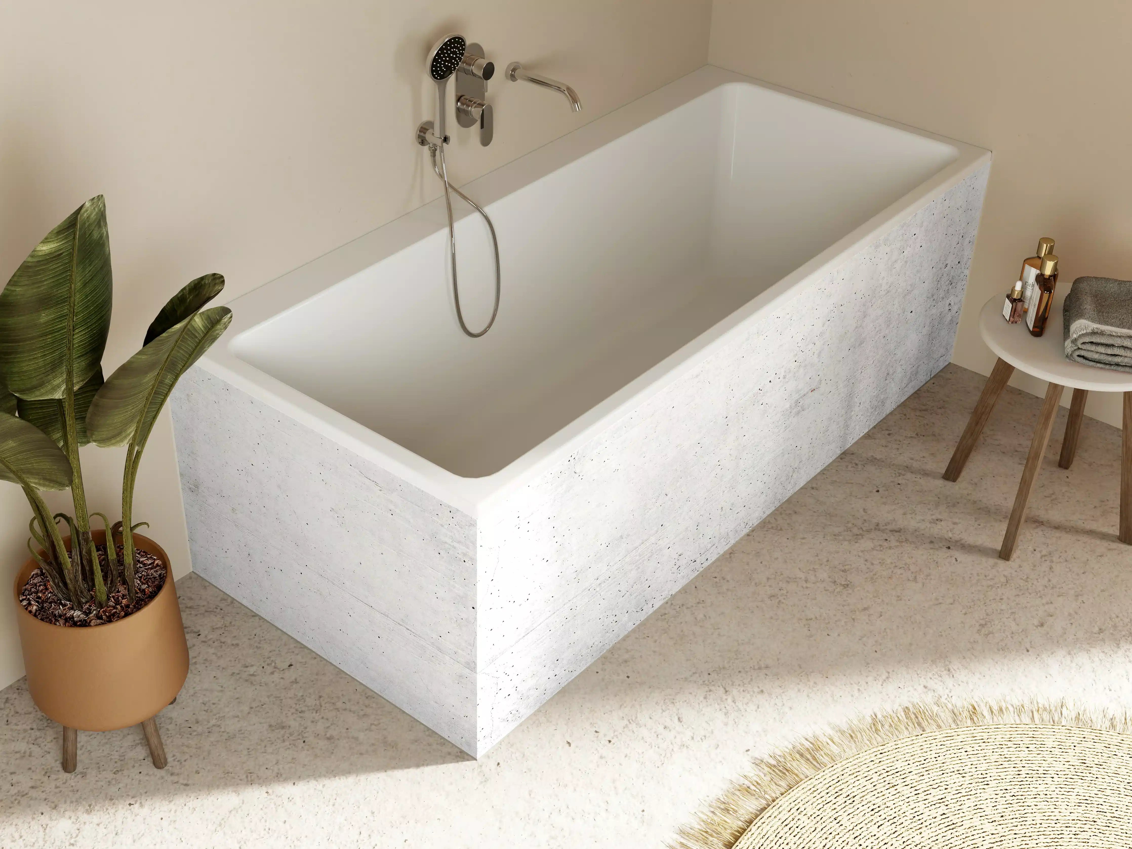 Badewannen-Rückwand - Weißes Zement Design
