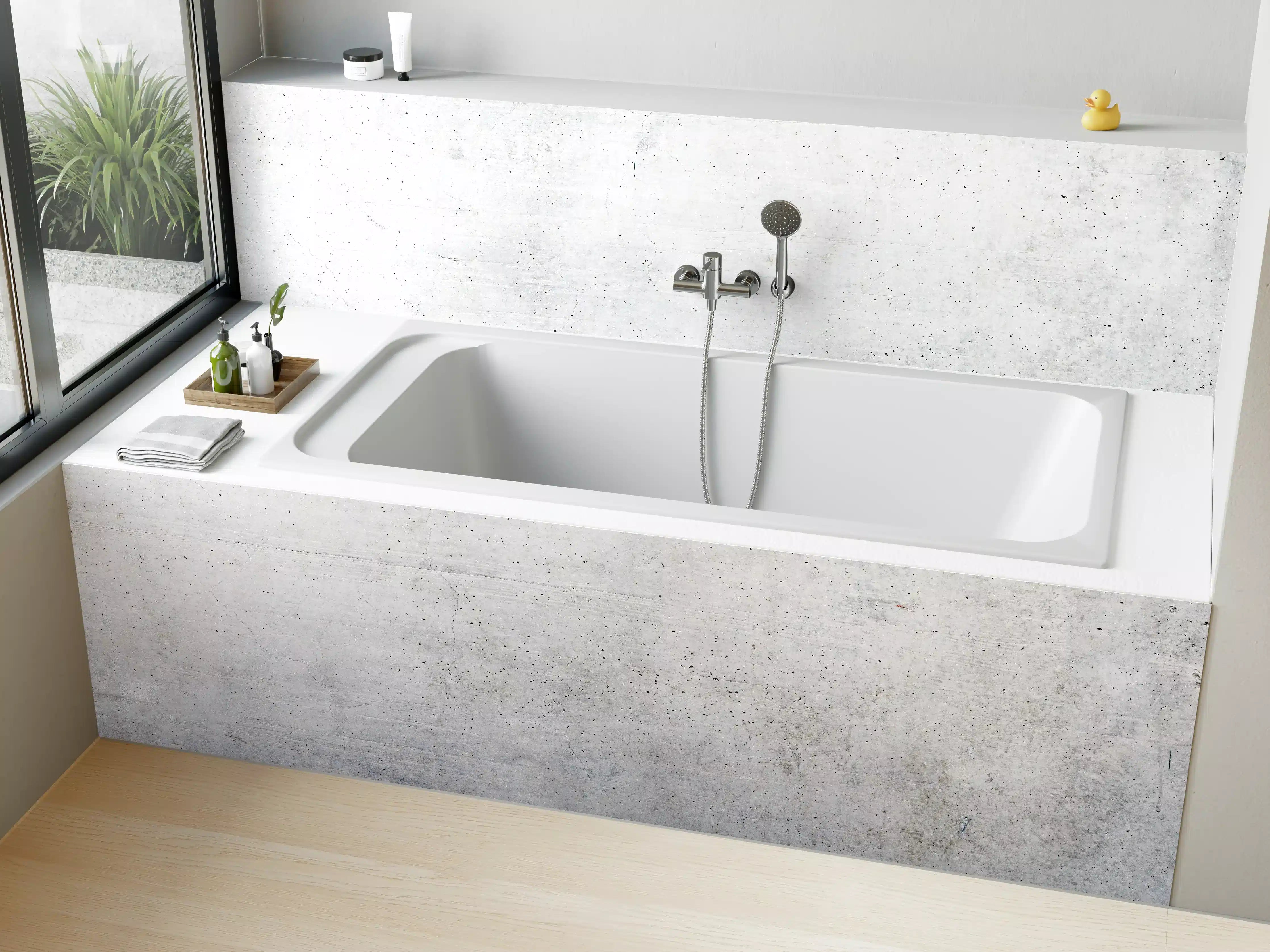 Badewannen-Rückwand - Weißes Zement Design
