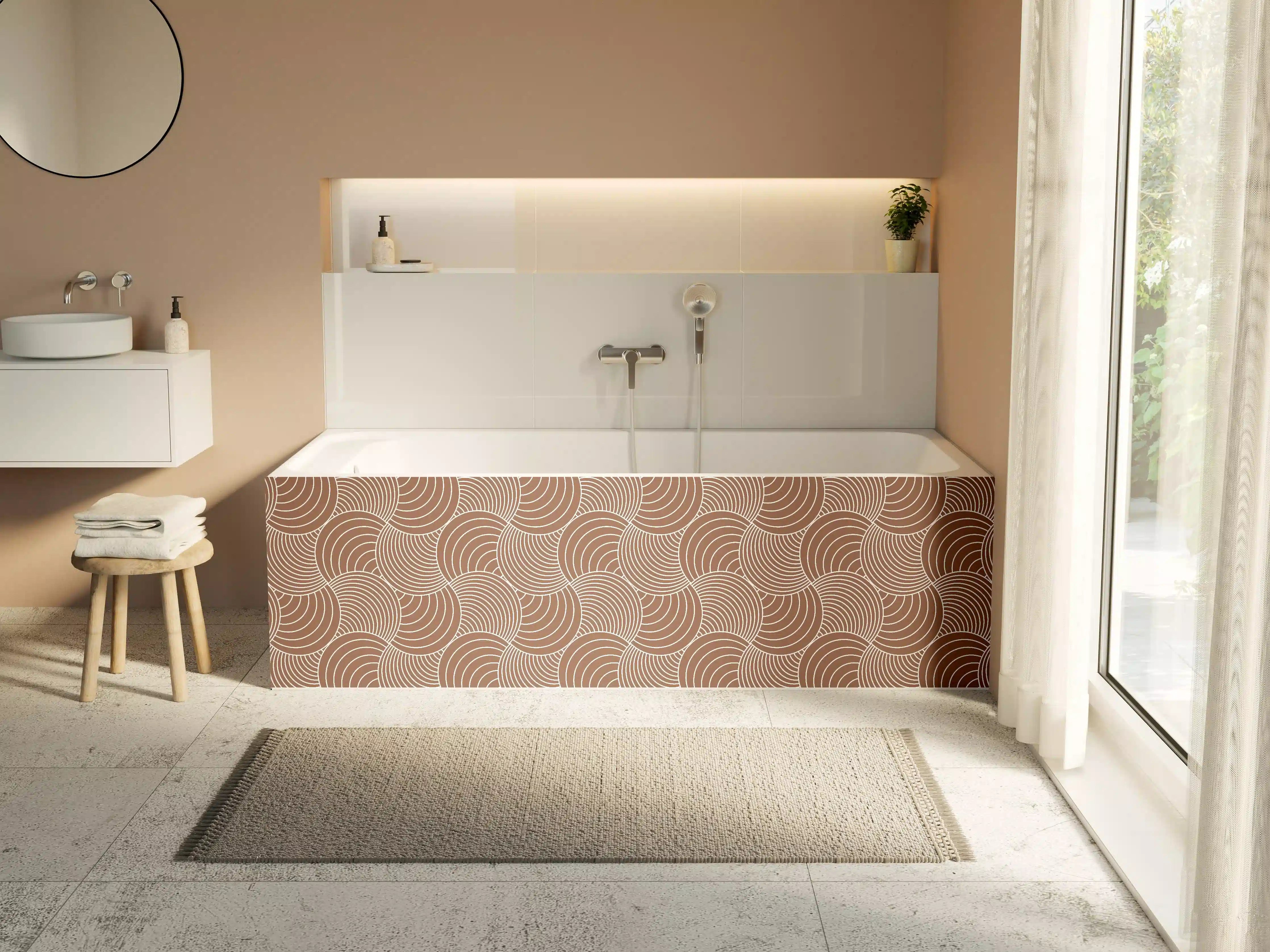 Badewannen-Rückwand - Wellenmuster in warmen Erdtönen