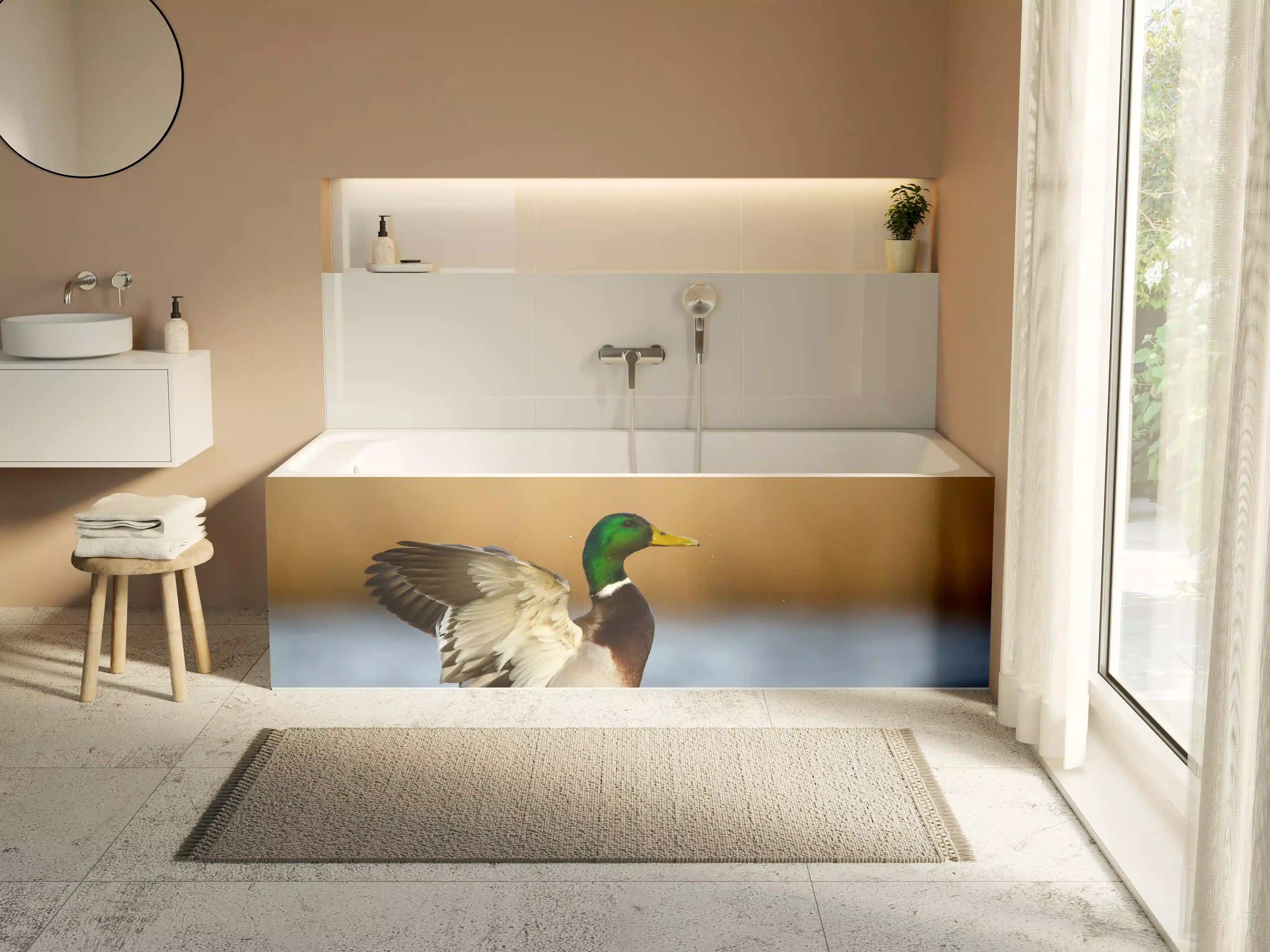 Badewannen-Rückwand - Wildente auf dem Wasser