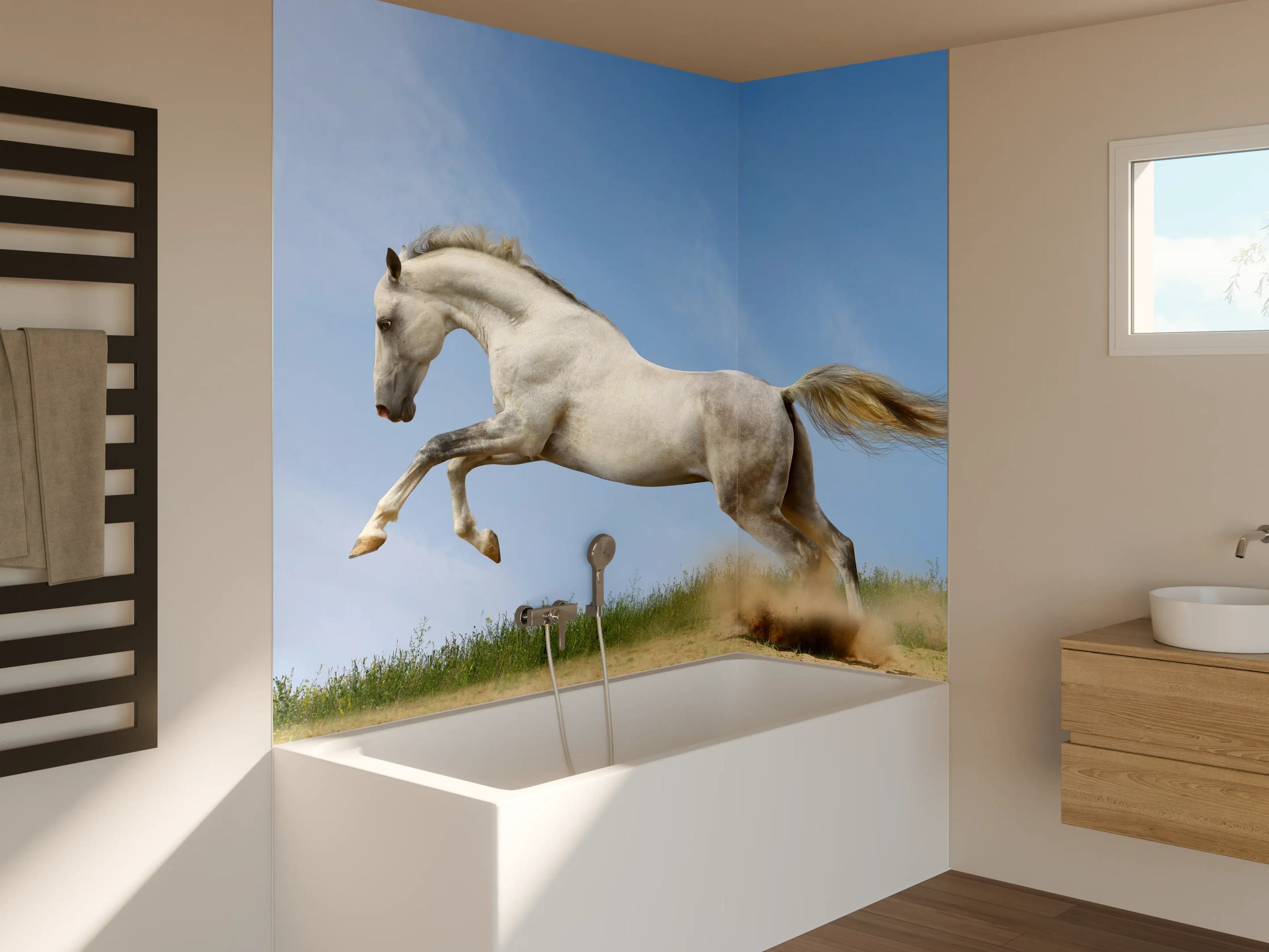 Badewannen-Rückwand - Wilder Araber-Hengst