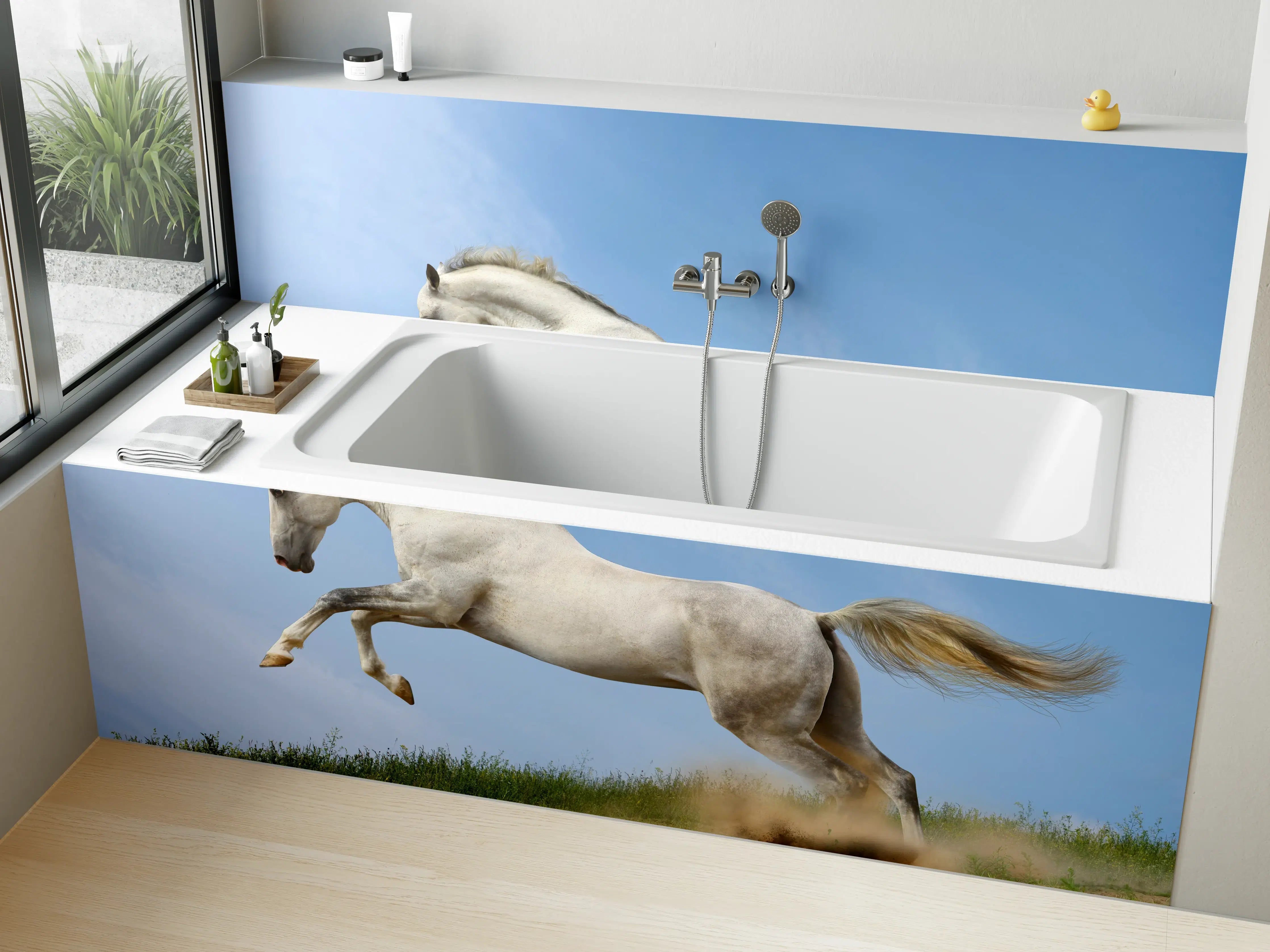 Badewannen-Rückwand - Wilder Araber-Hengst