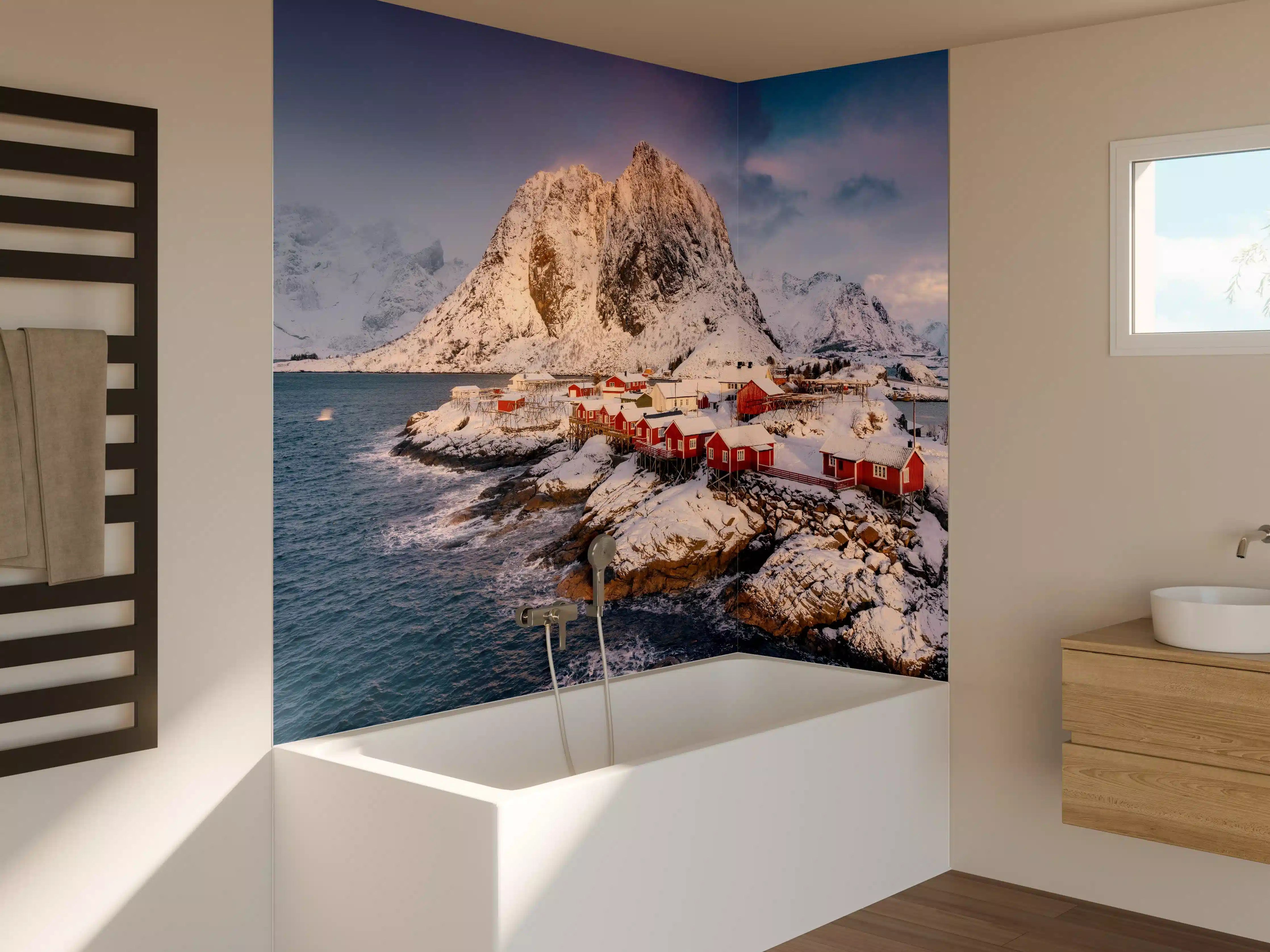 Badewannen-Rückwand - Winteridyll Lofoten Norwegen