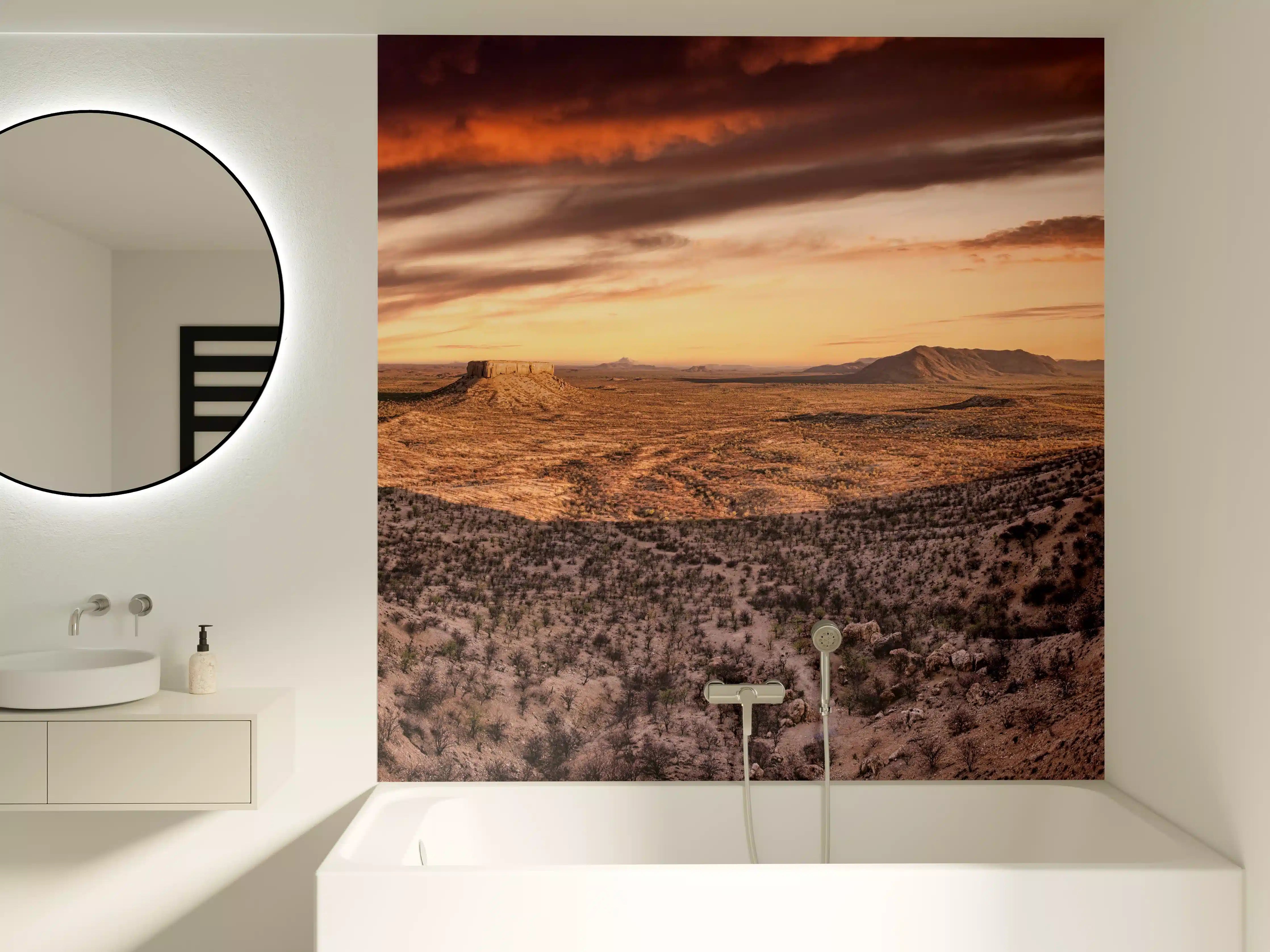 Badewannen-Rückwand - Wüstenblick auf Vingerklip Lodge - Nambia Damaraland