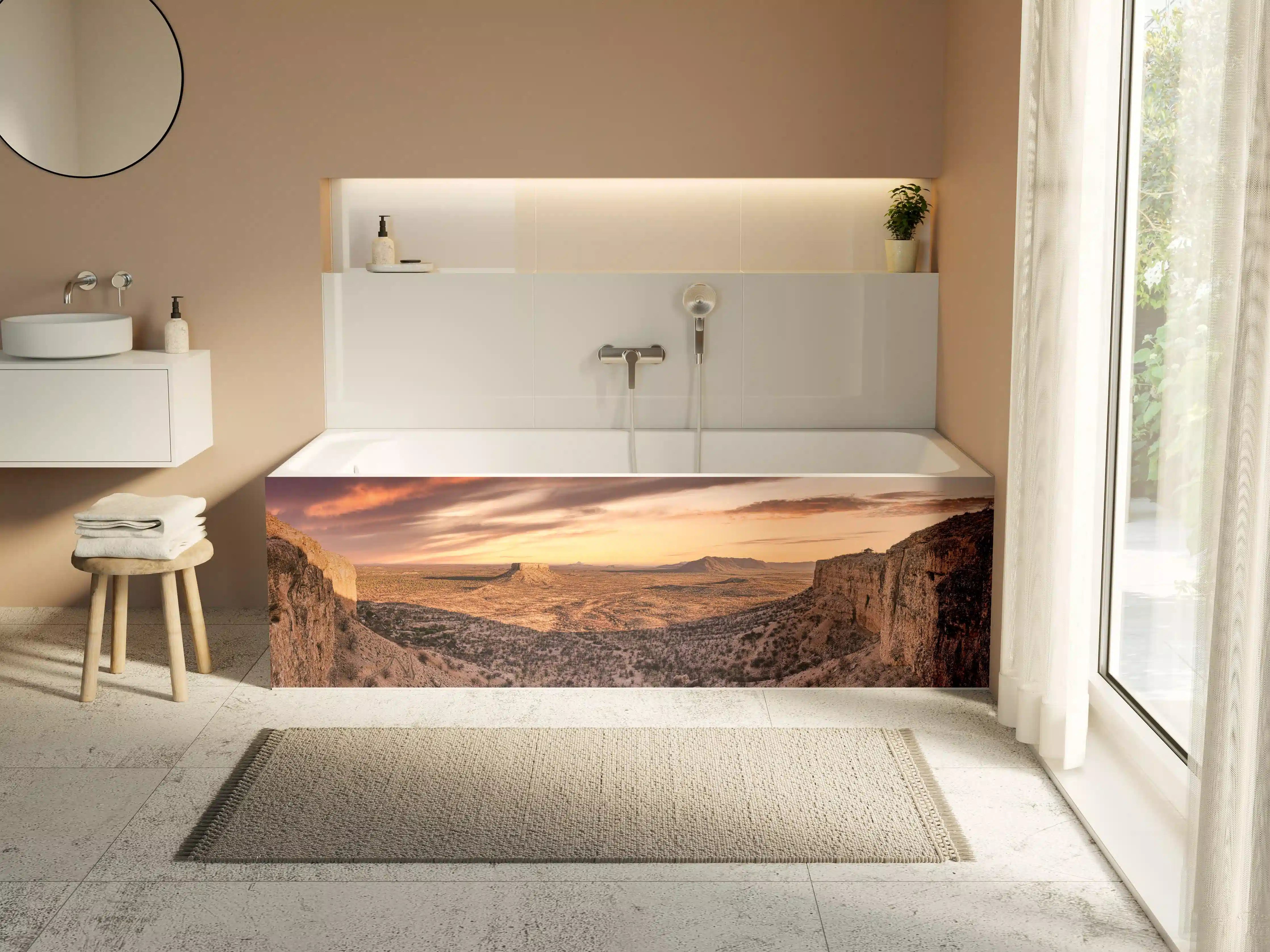 Badewannen-Rückwand - Wüstenblick auf Vingerklip Lodge - Nambia Damaraland