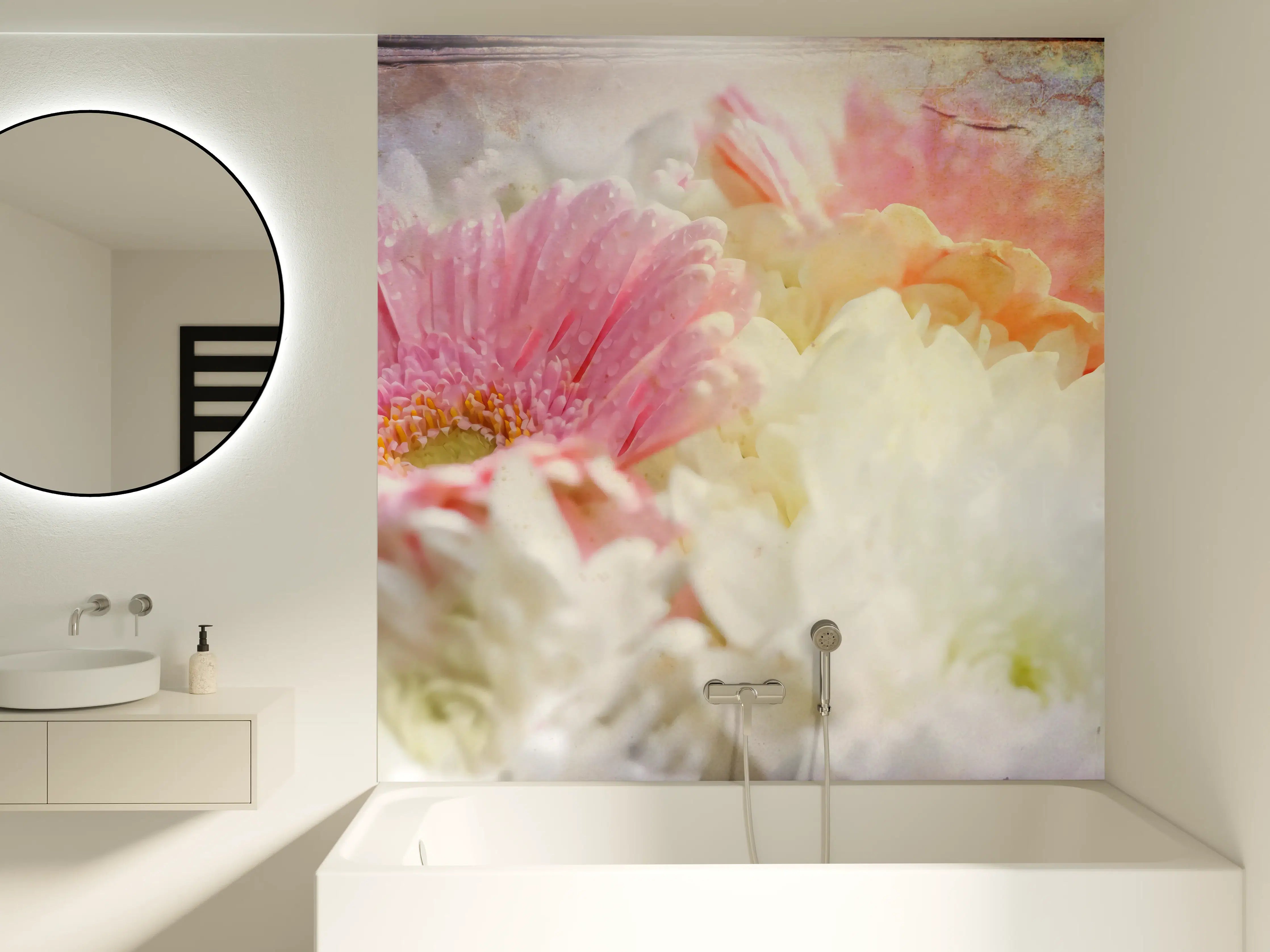 Badewannen-Rückwand - Wunderschöne Blumen - Nahaufnahme