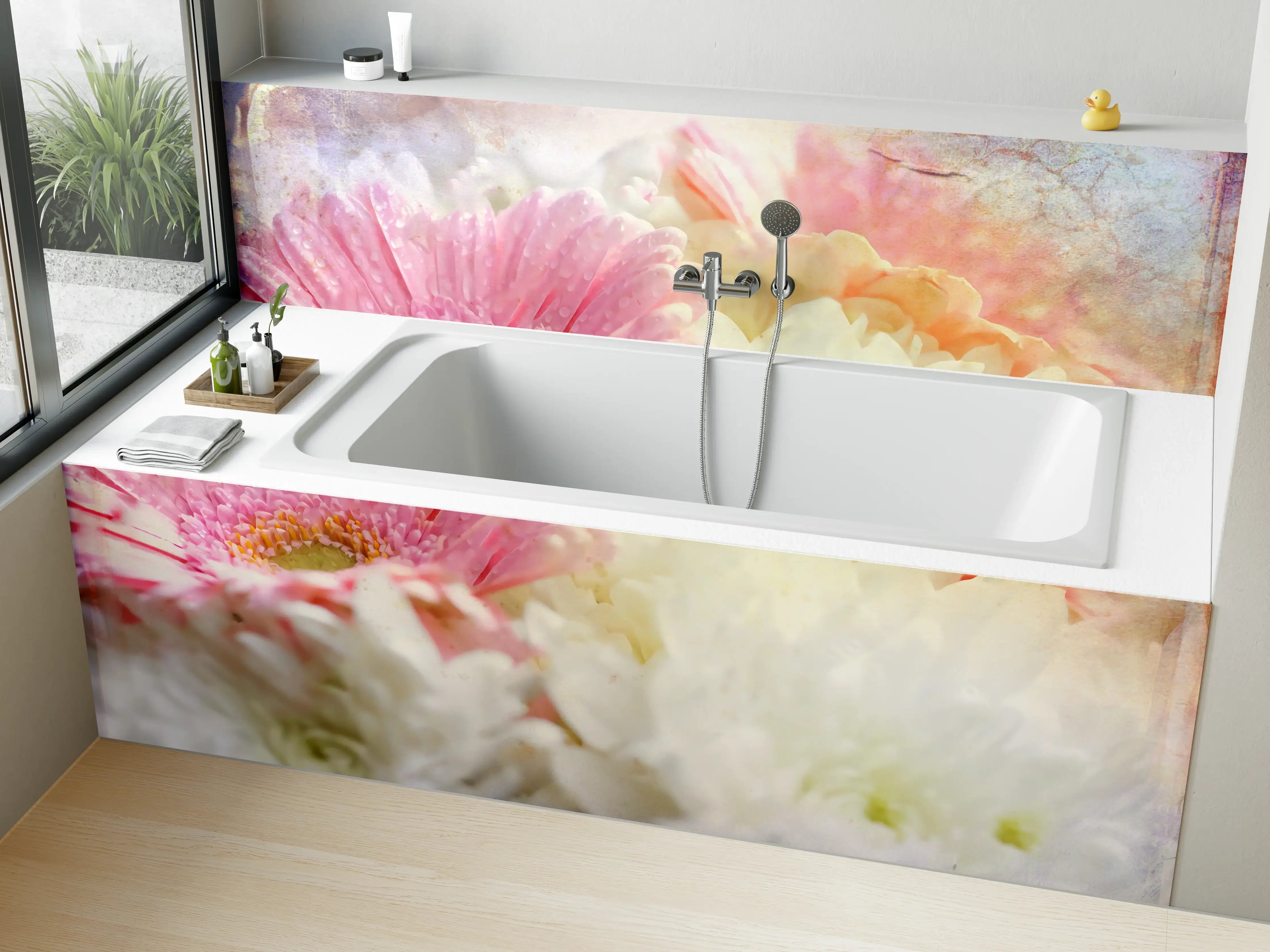 Badewannen-Rückwand - Wunderschöne Blumen - Nahaufnahme