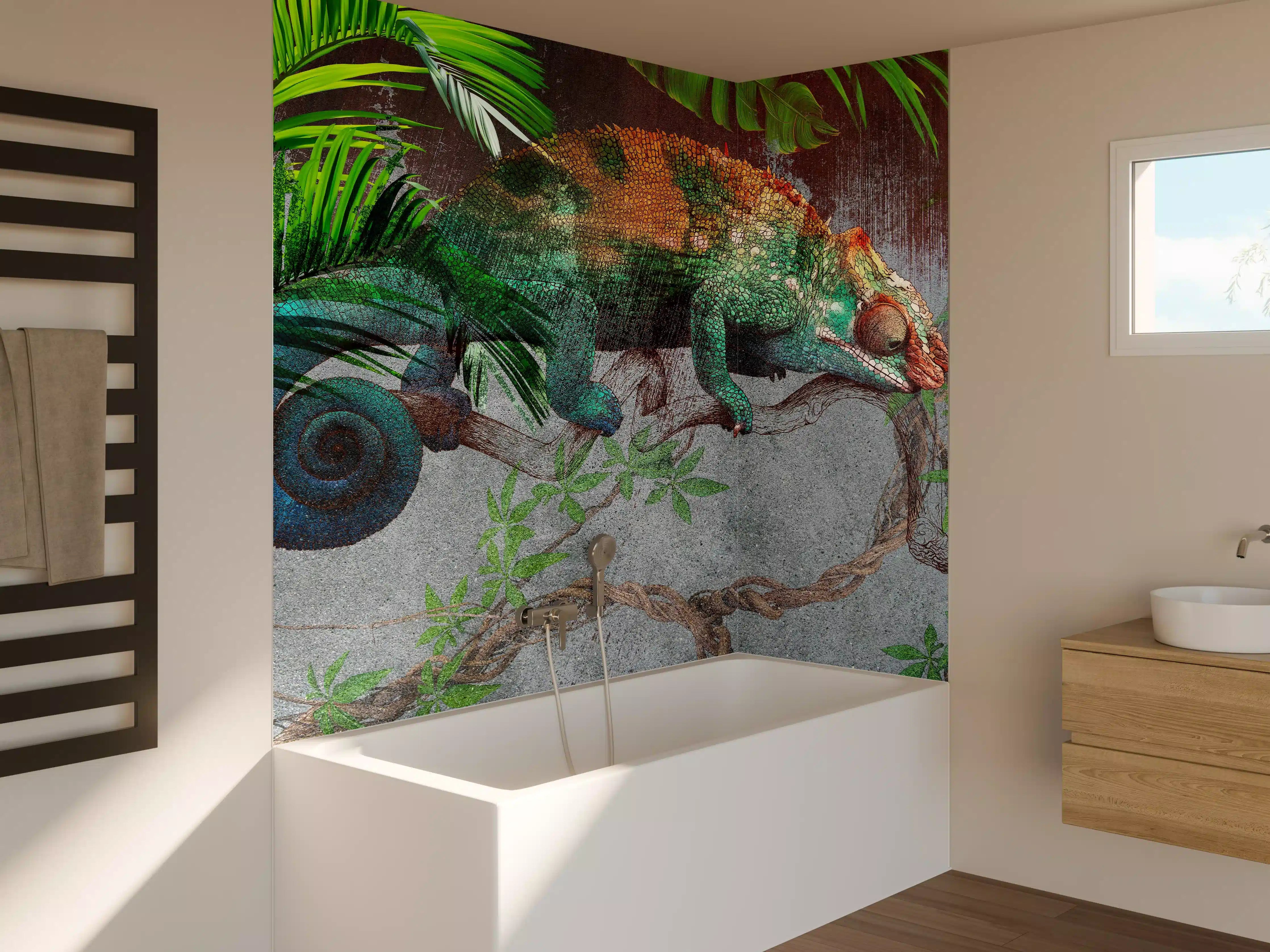 Badewannen-Rückwand - Wunderschöner Chamäleon